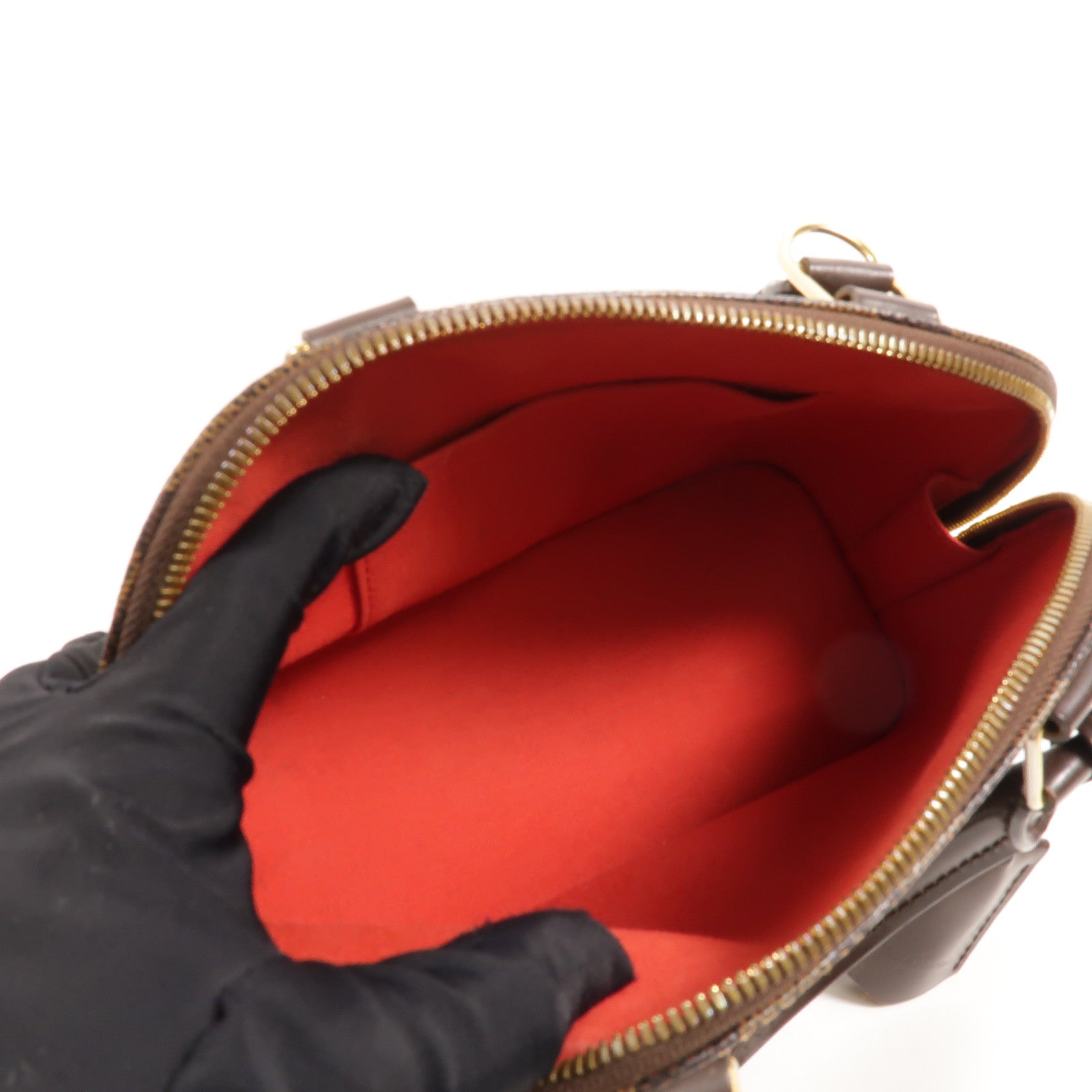 LOUIS VUITTON Damier Alma BB金扣手挽肩背兩用袋棕色
