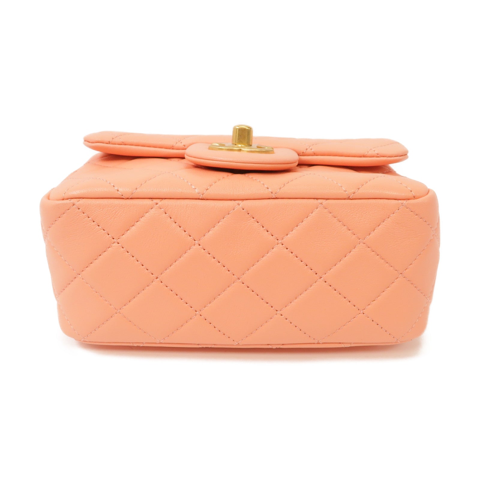 CHANEL 菱格羊皮皮革Classic Flap Mini 17cm Chain Shoulder Bag金扣鏈帶肩背袋深藍色