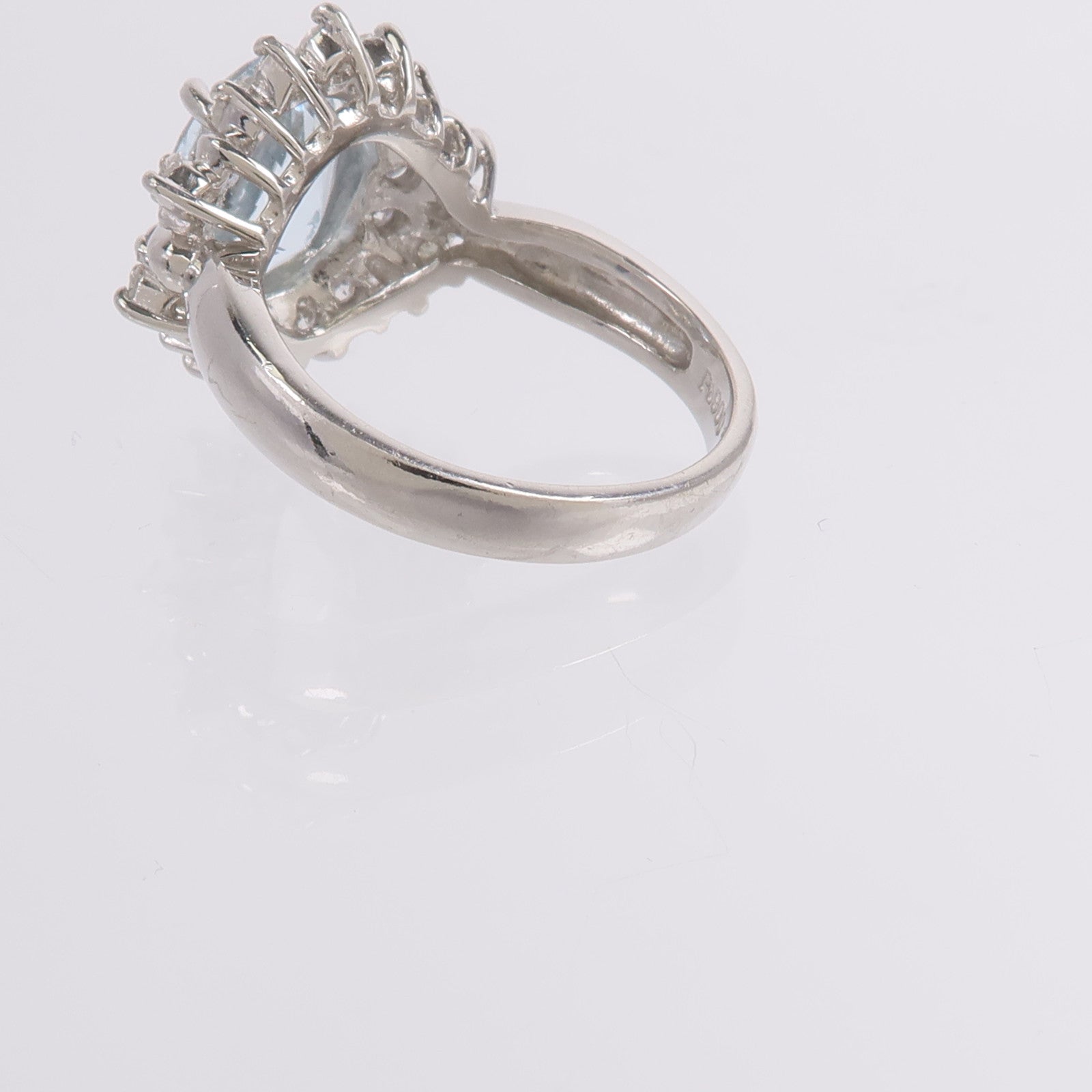 JEWELRY PT900鉑金Aquamarine Diamond Ring藍晶/鑽石戒指