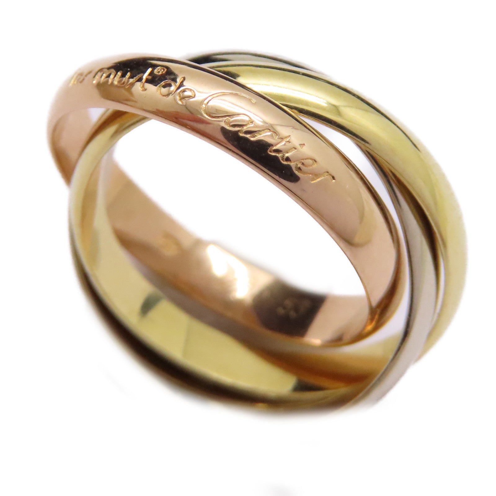 CARTIER 18K黃金/白金/玫瑰金Trinity Ring戒指US#6.25/Cartier#53