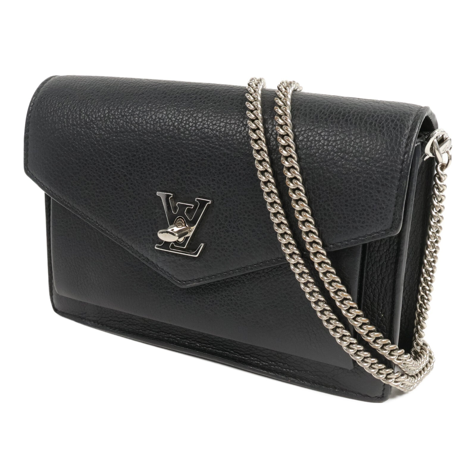 LOUIS VUITTON 牛皮皮革Mylockme銀扣鏈帶肩背袋