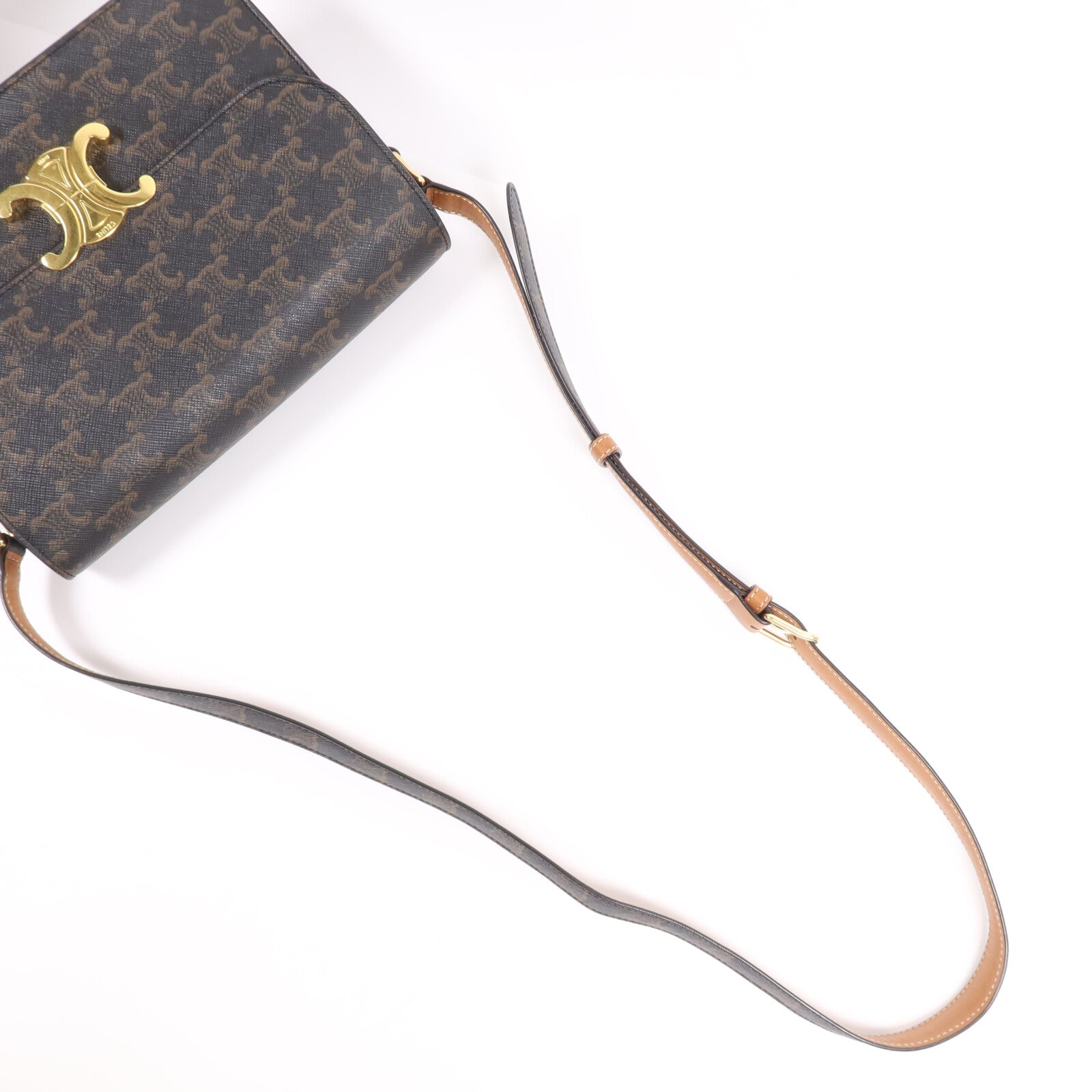 CELINE 塗層帆布Triomphe 22金扣肩背袋