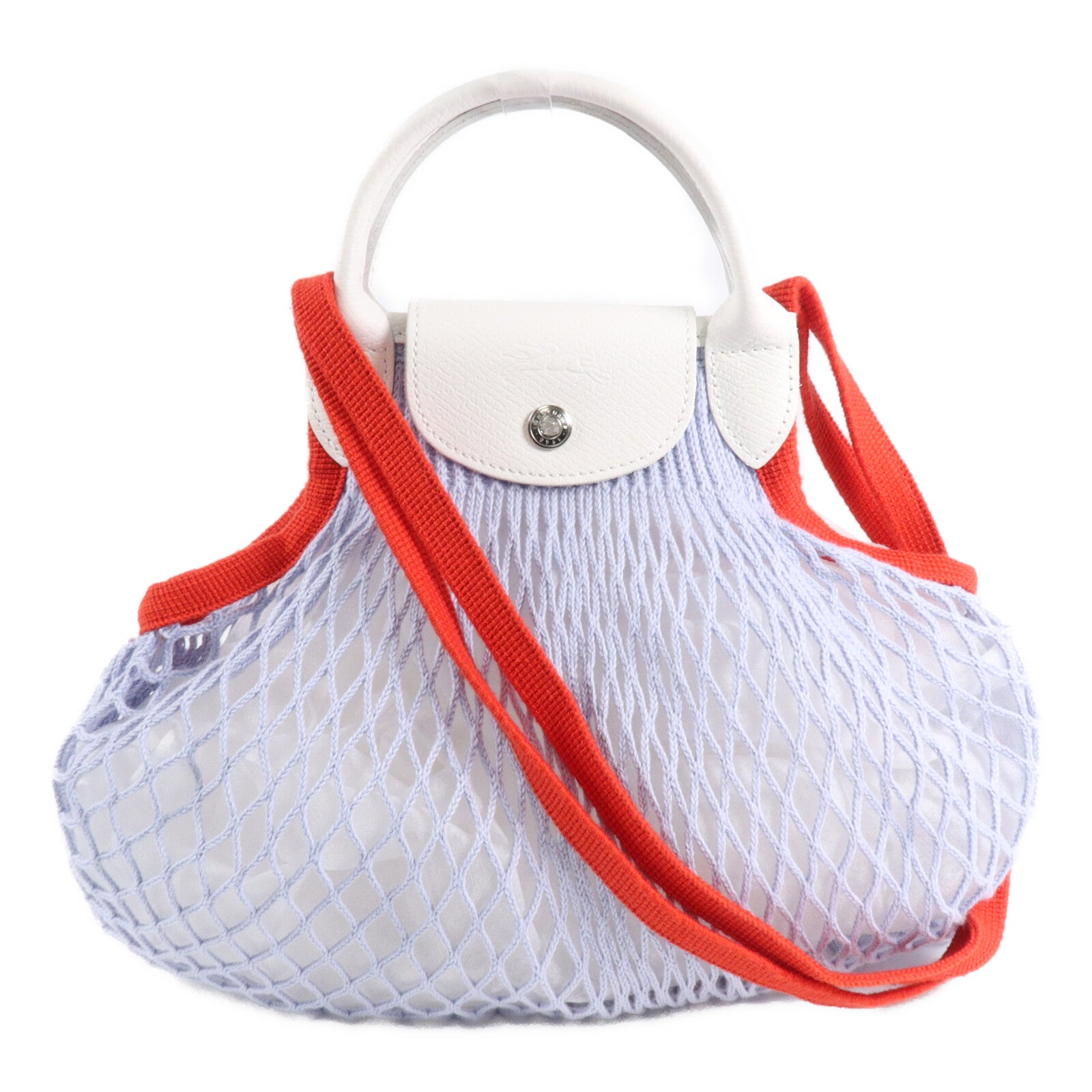 Longchamp 棉質/牛皮皮革Le Pliage Mesh Bag手挽肩背兩用袋