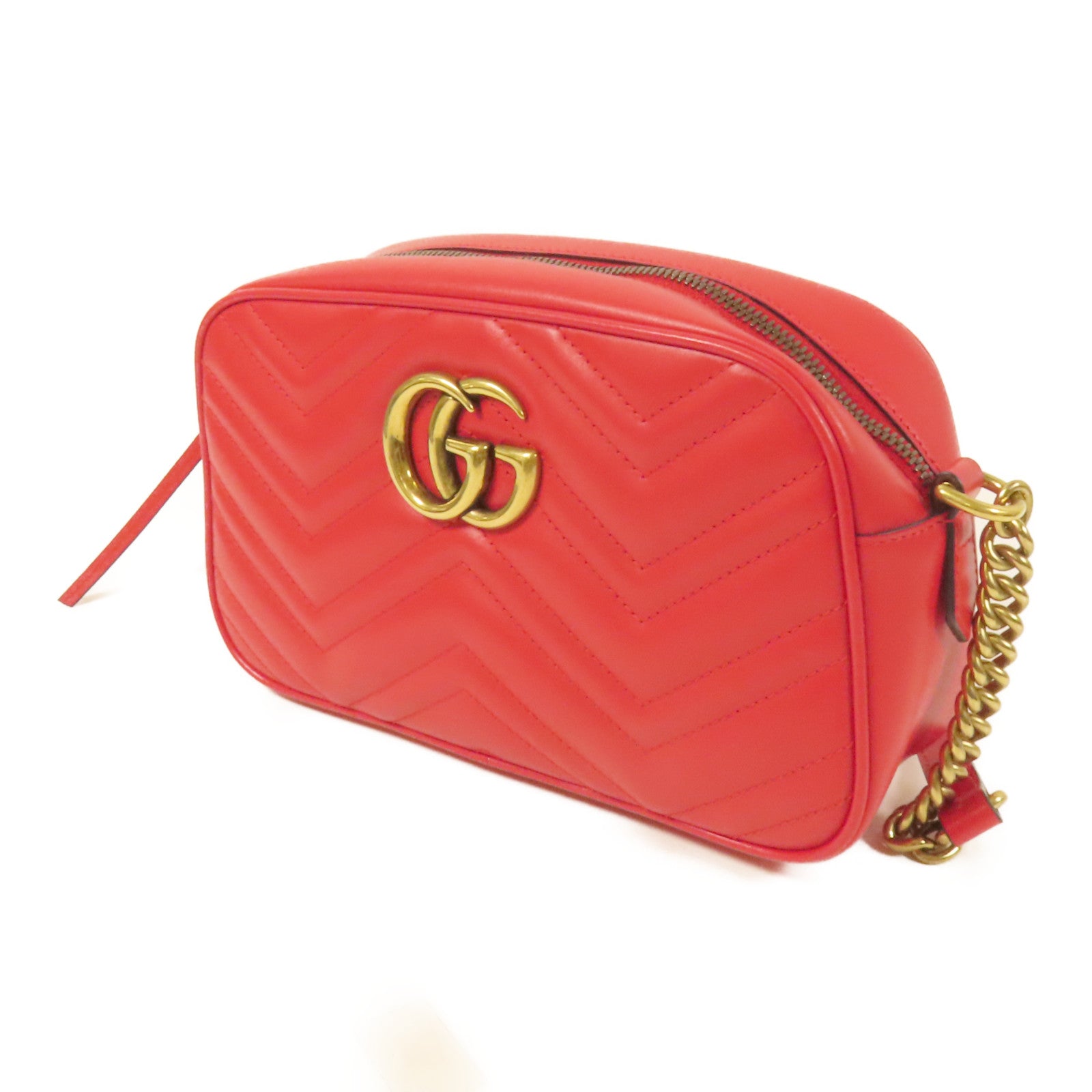 GUCCI 牛皮皮革GG Marmont金扣肩背袋