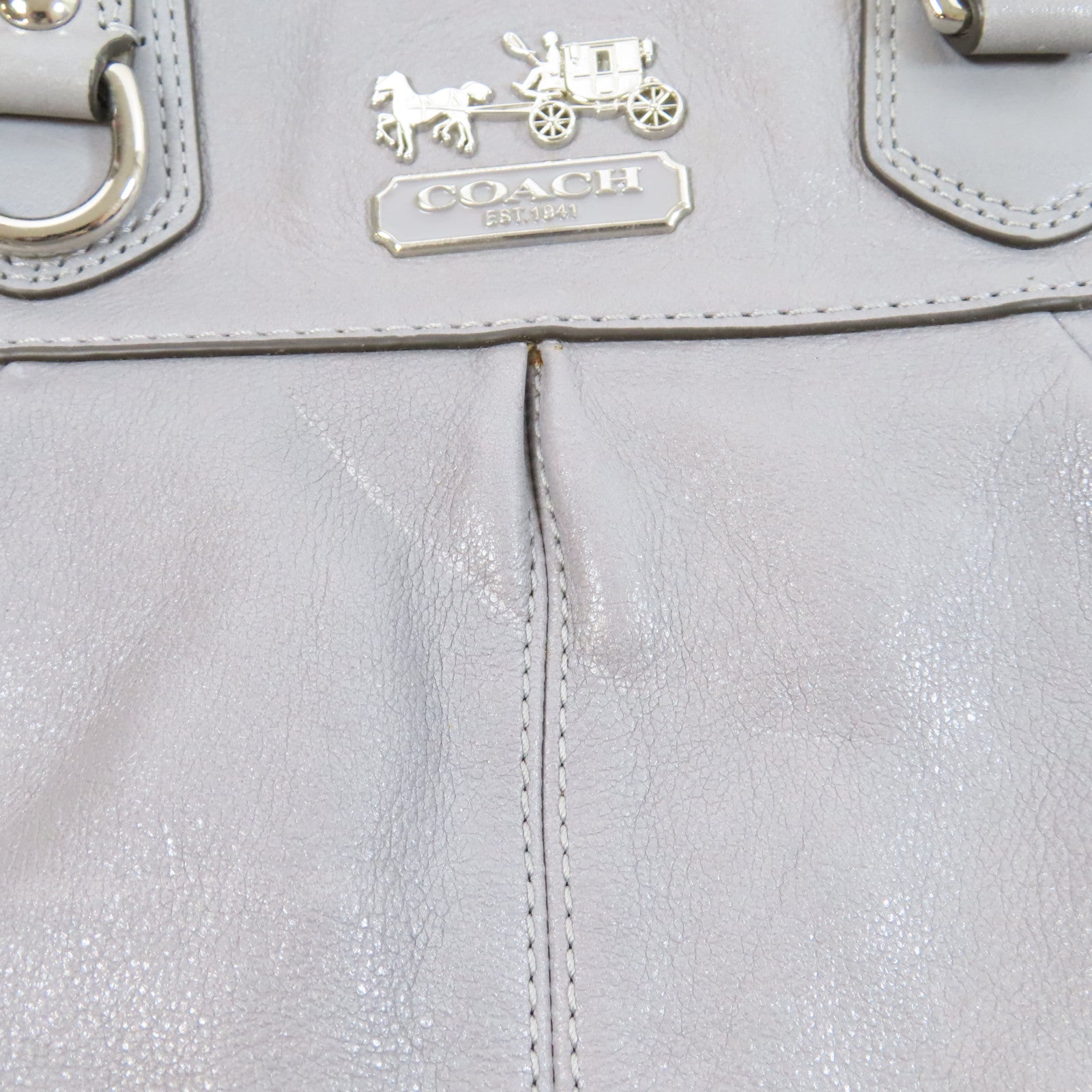 COACH 【激減優惠】牛皮皮革2 Way Shoulder Bag銀扣手挽肩背兩用袋灰色