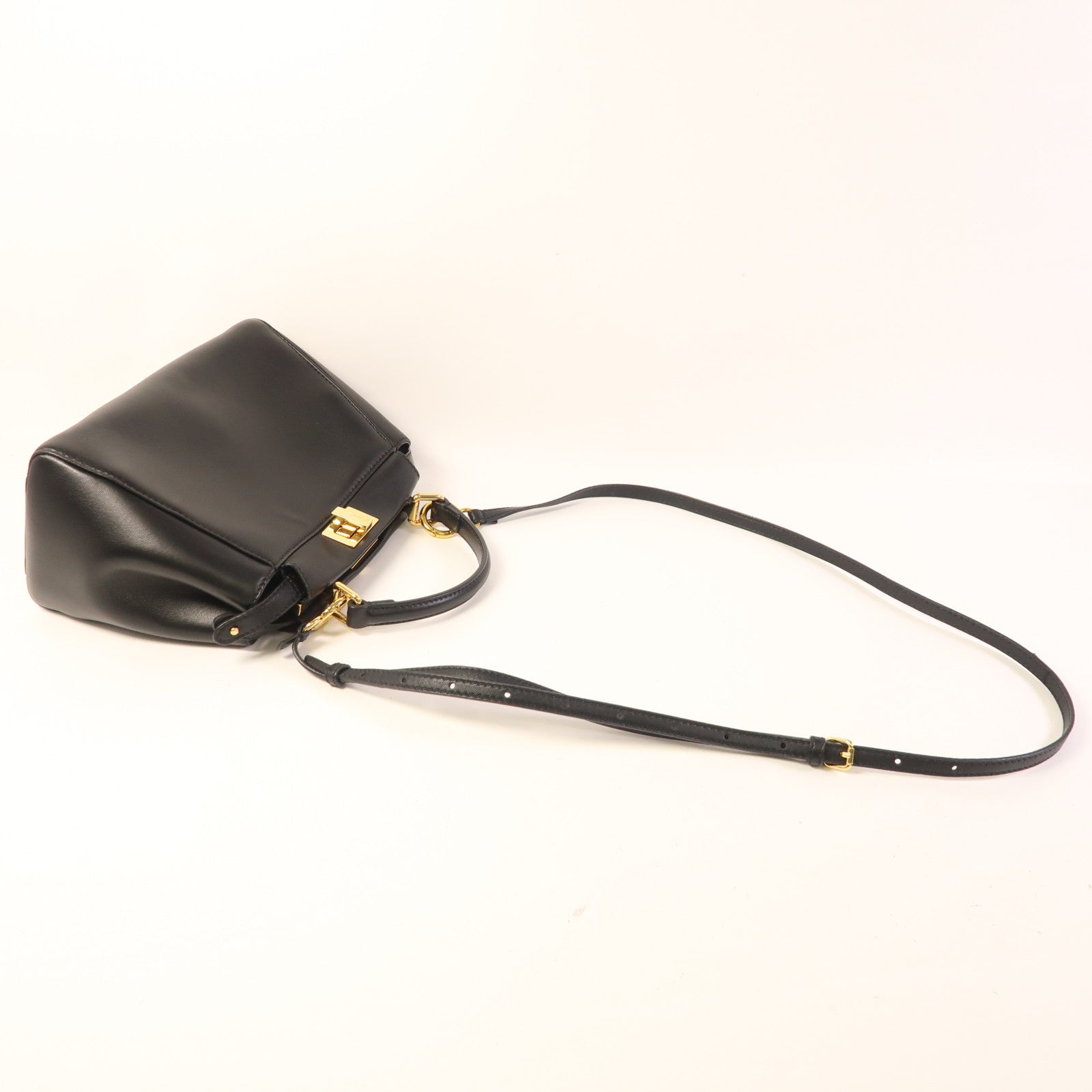 FENDI 羊皮皮革Mini Peekaboo金扣手挽肩背兩用袋