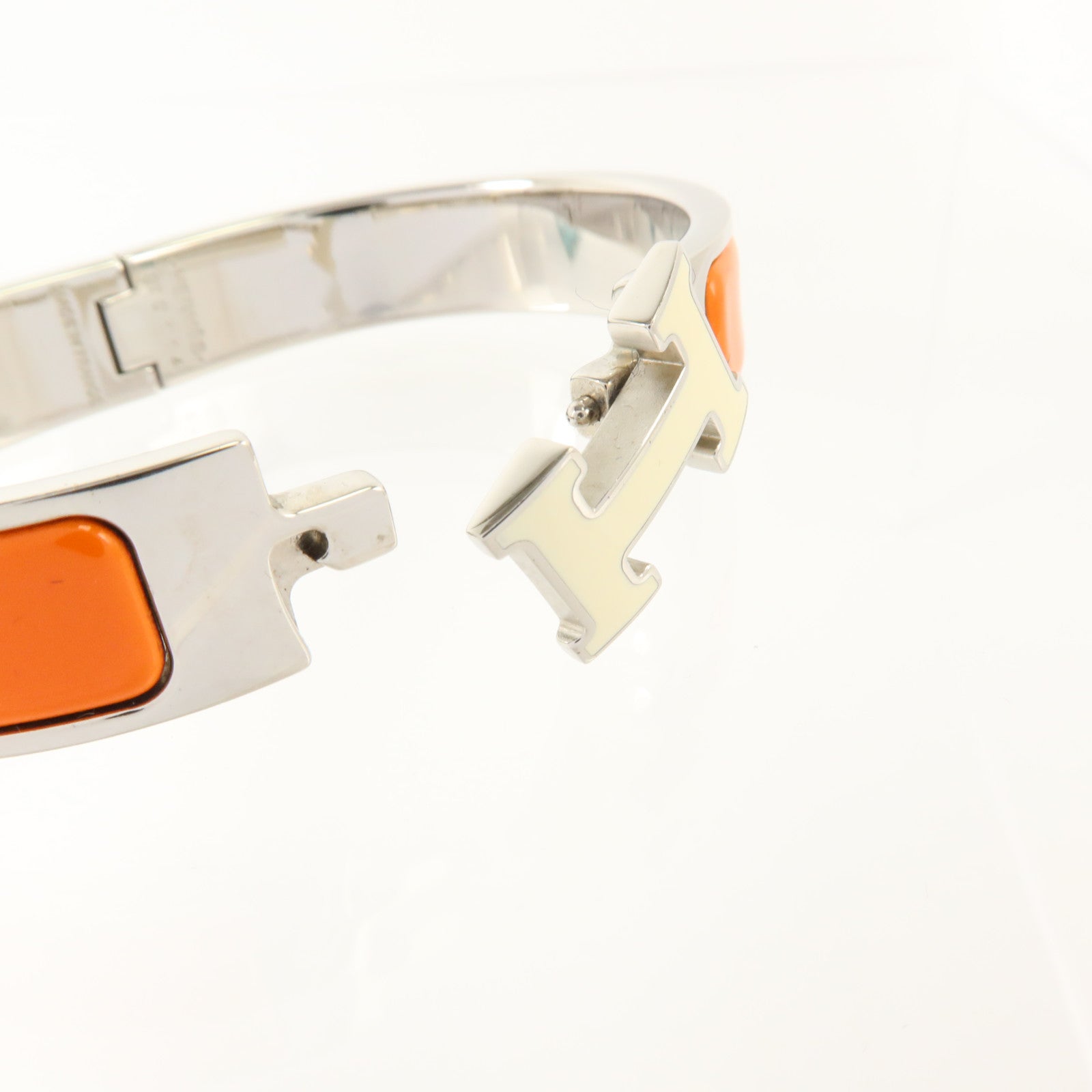 HERMES 金屬/琺瑯Clic H Bracelet銀扣手鏈