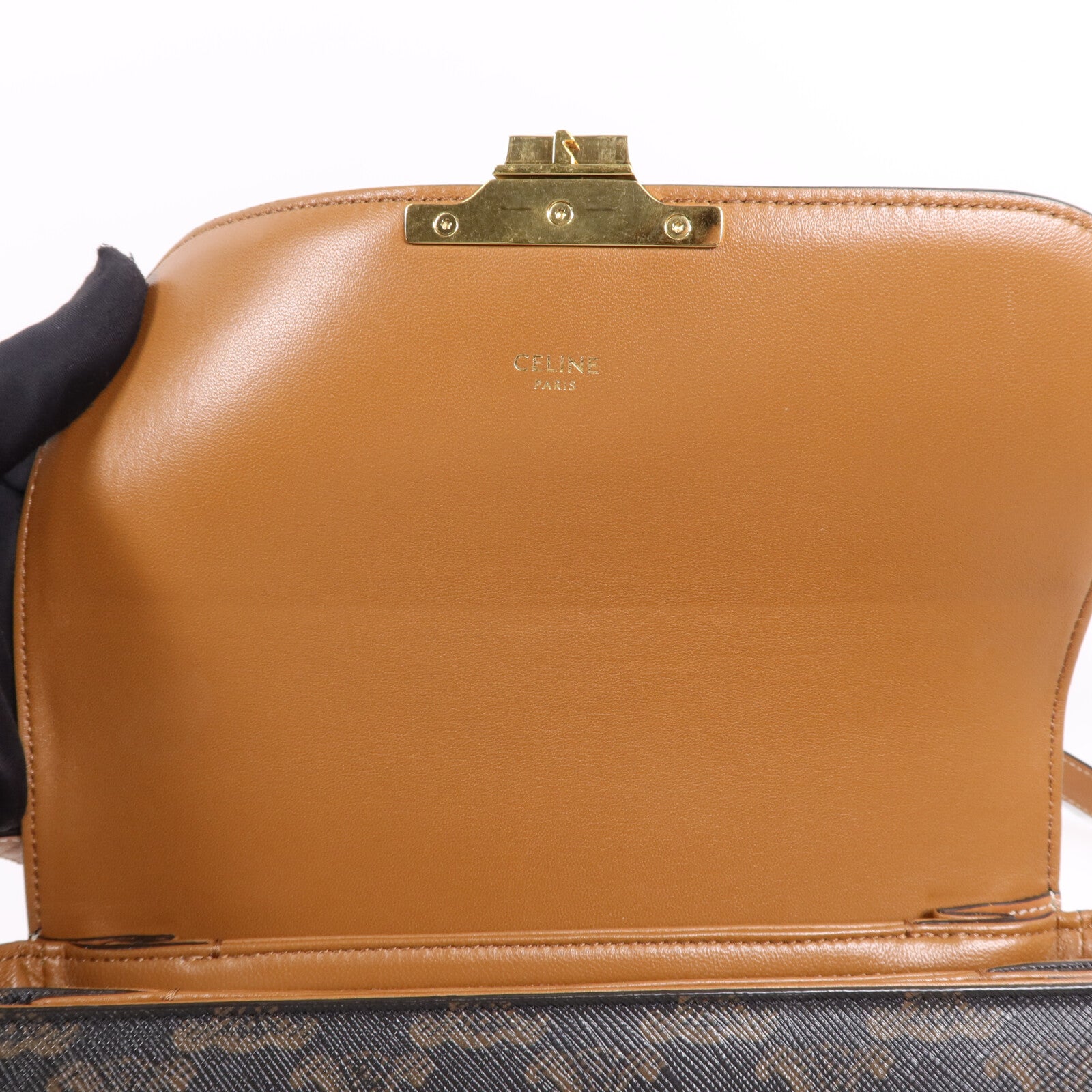 CELINE 塗層帆布Triomphe 22金扣肩背袋