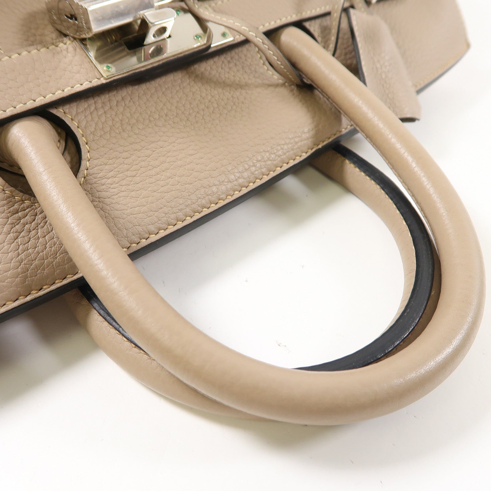 HERMES Clemence皮革Haut A Courroies 40銀扣手挽袋Gris Tourterelle淺灰色