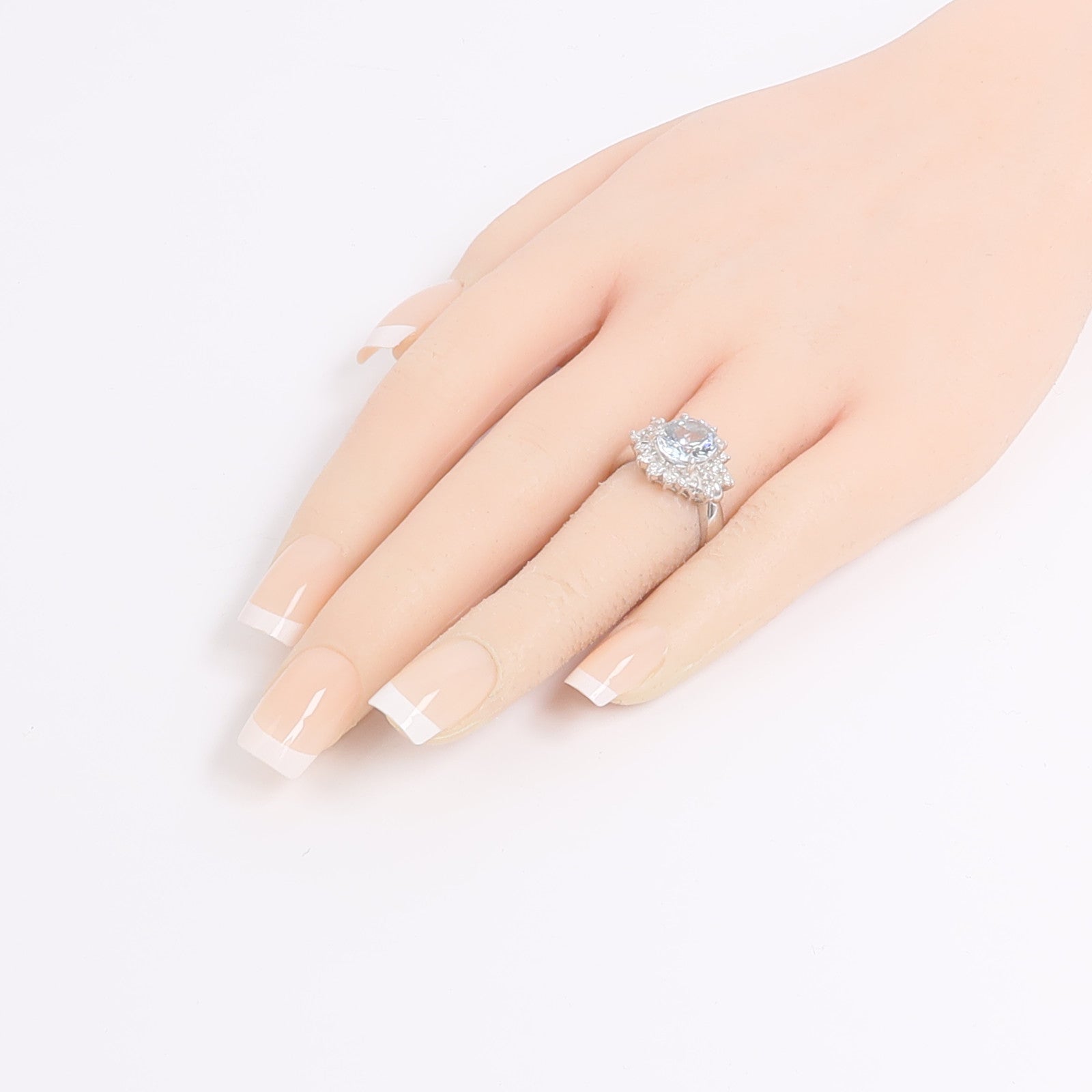 JEWELRY PT900鉑金Aquamarine Diamond Ring藍晶/鑽石戒指