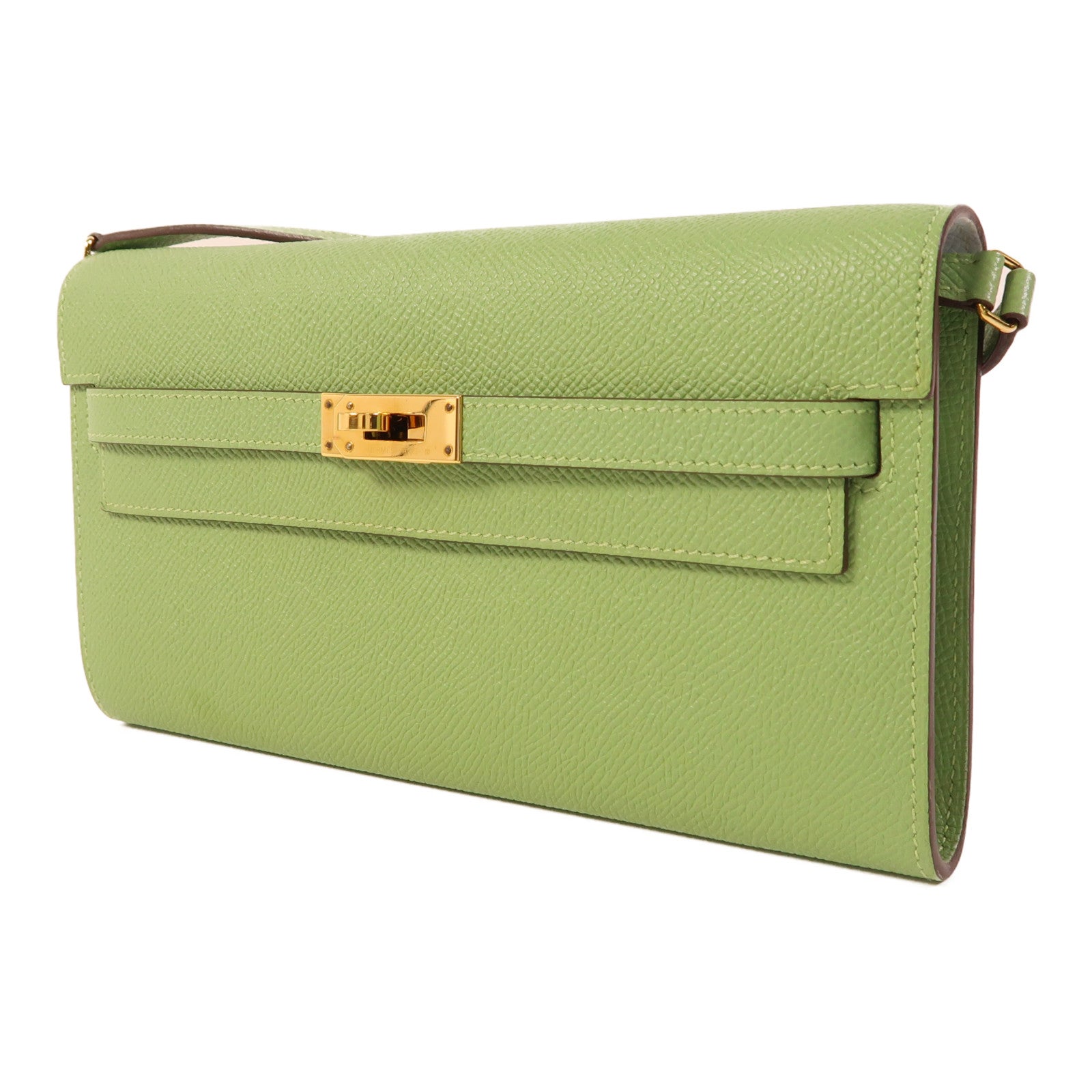 HERMES Epsom皮革Kelly To Go金扣肩背袋Vert Criquet