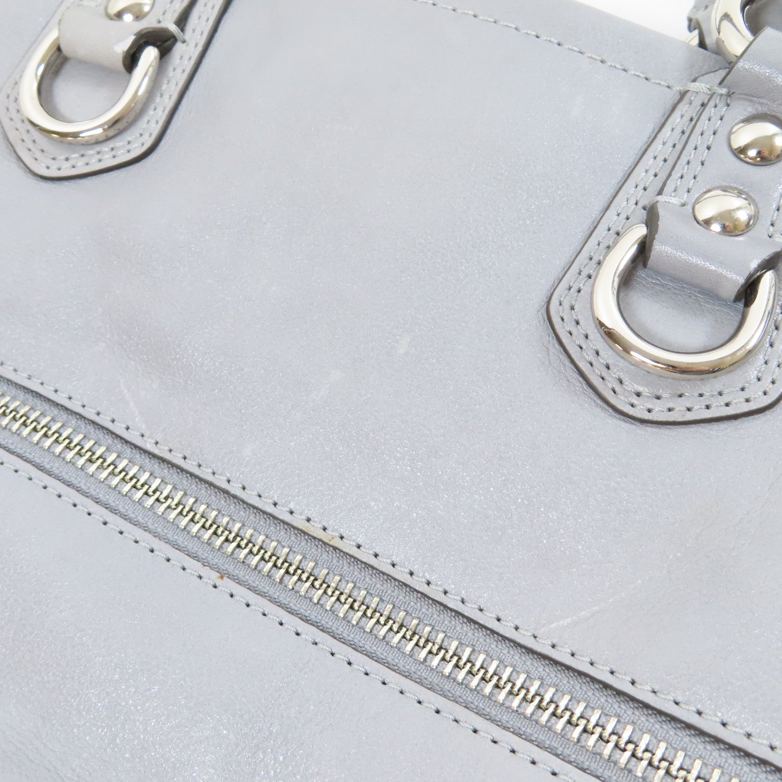 COACH 【激減優惠】牛皮皮革2 Way Shoulder Bag銀扣手挽肩背兩用袋灰色