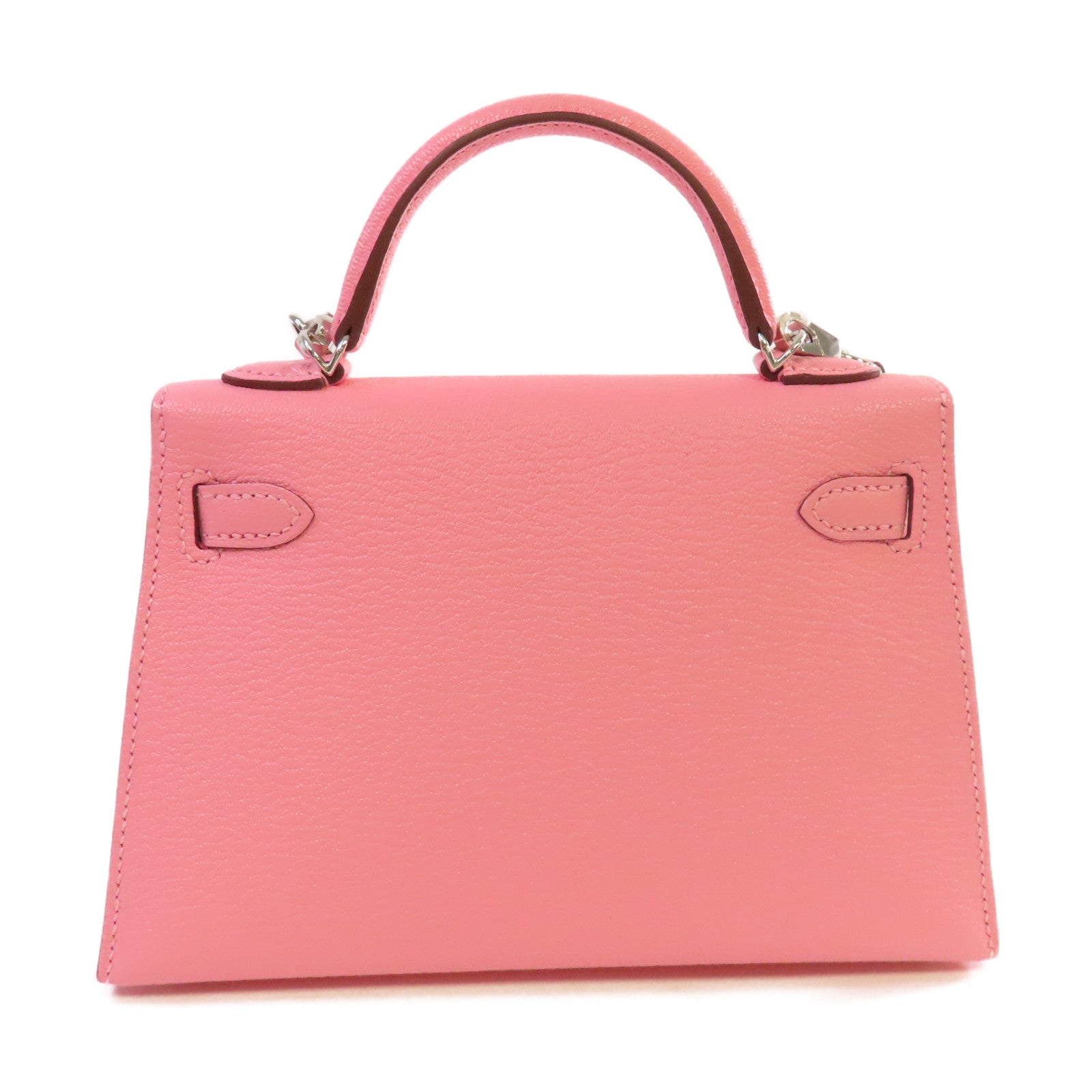 HERMES Chevre皮革Mini Kelly 2 2Way Shoulder Bag銀扣手挽肩背兩用袋Rose Confetti糖果粉色/Orange橙色