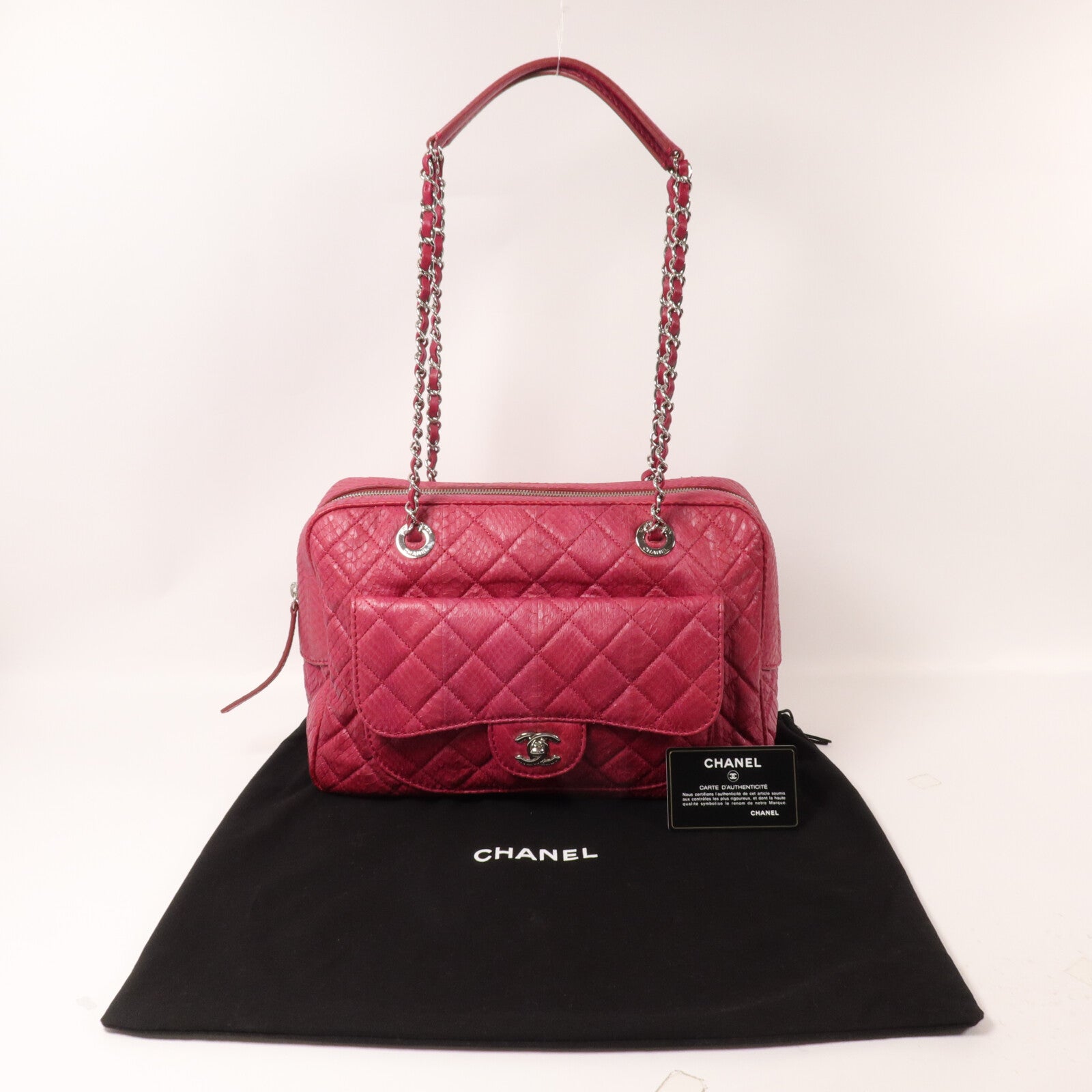 CHANEL 蛇皮皮革Shoulder Bag鏈帶肩背袋