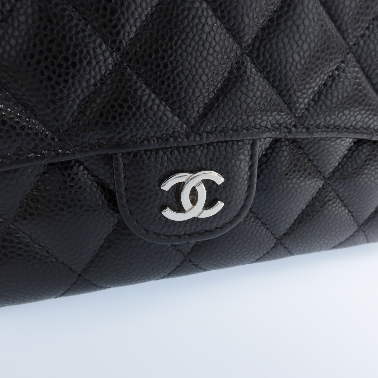CHANEL 牛皮皮革Wallet銀扣長錢包