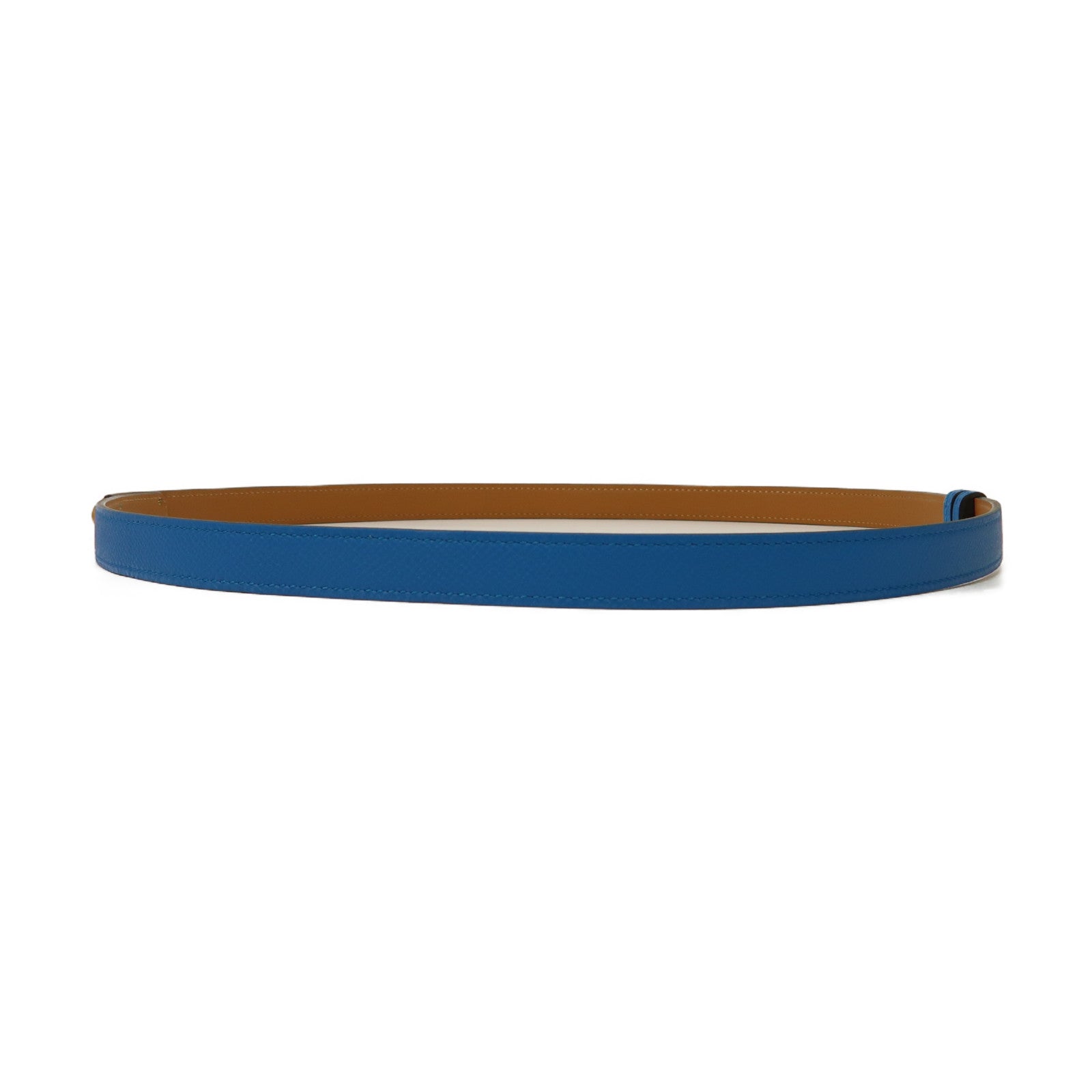 HERMES 皮革Kelly 18 Belt金扣皮帶藍色