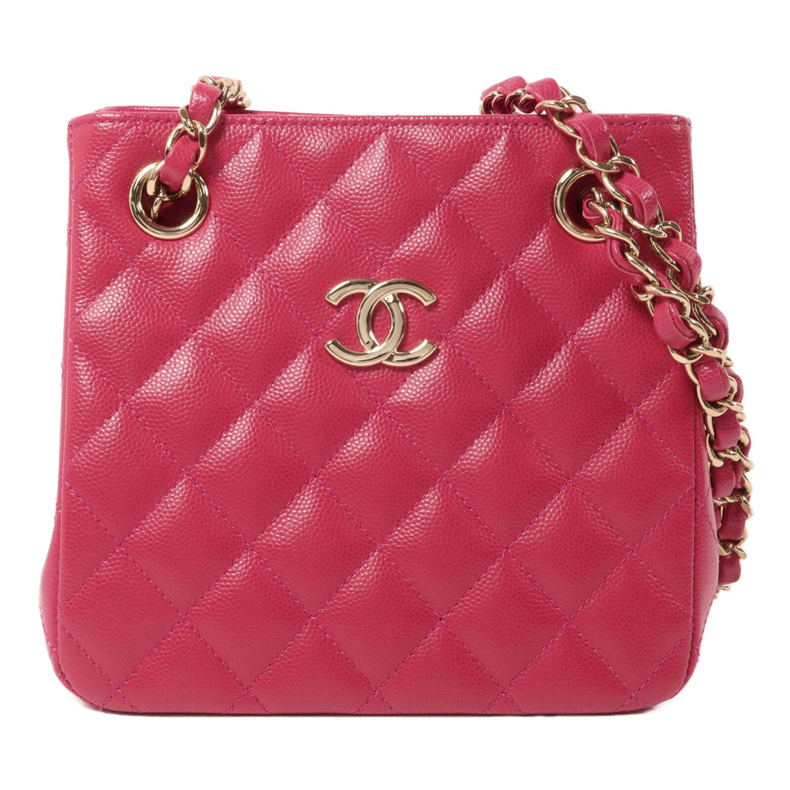 CHANEL 牛皮皮革Bucket Bag鏈帶肩背袋