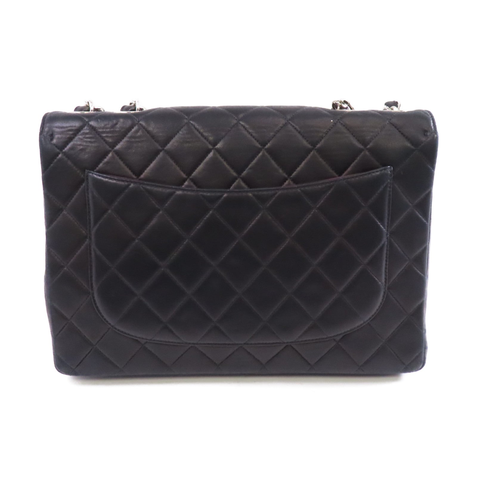 CHANEL 菱格牛皮皮革Classic Bag銀扣鏈帶肩背袋黑色