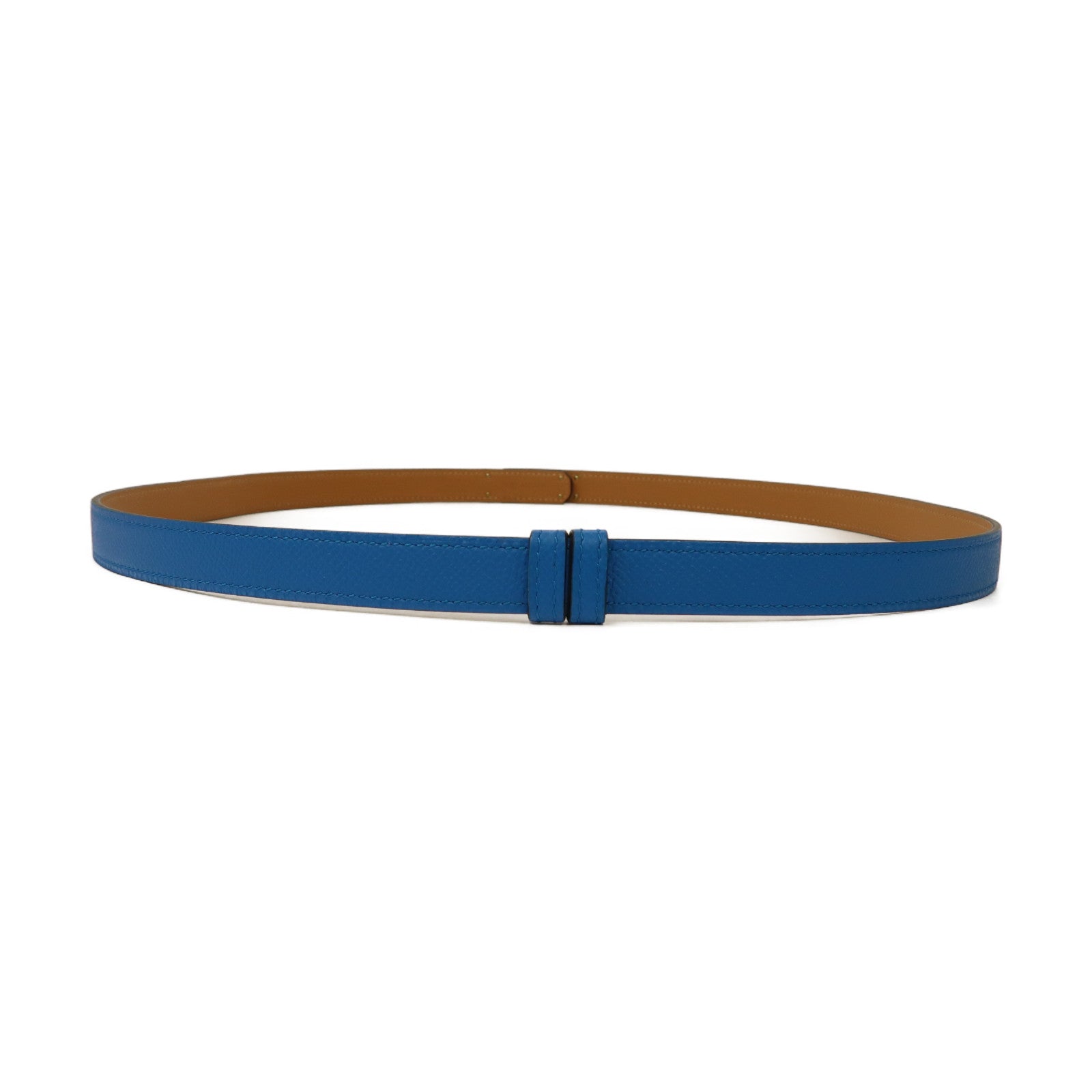 HERMES 皮革Kelly 18 Belt金扣皮帶藍色
