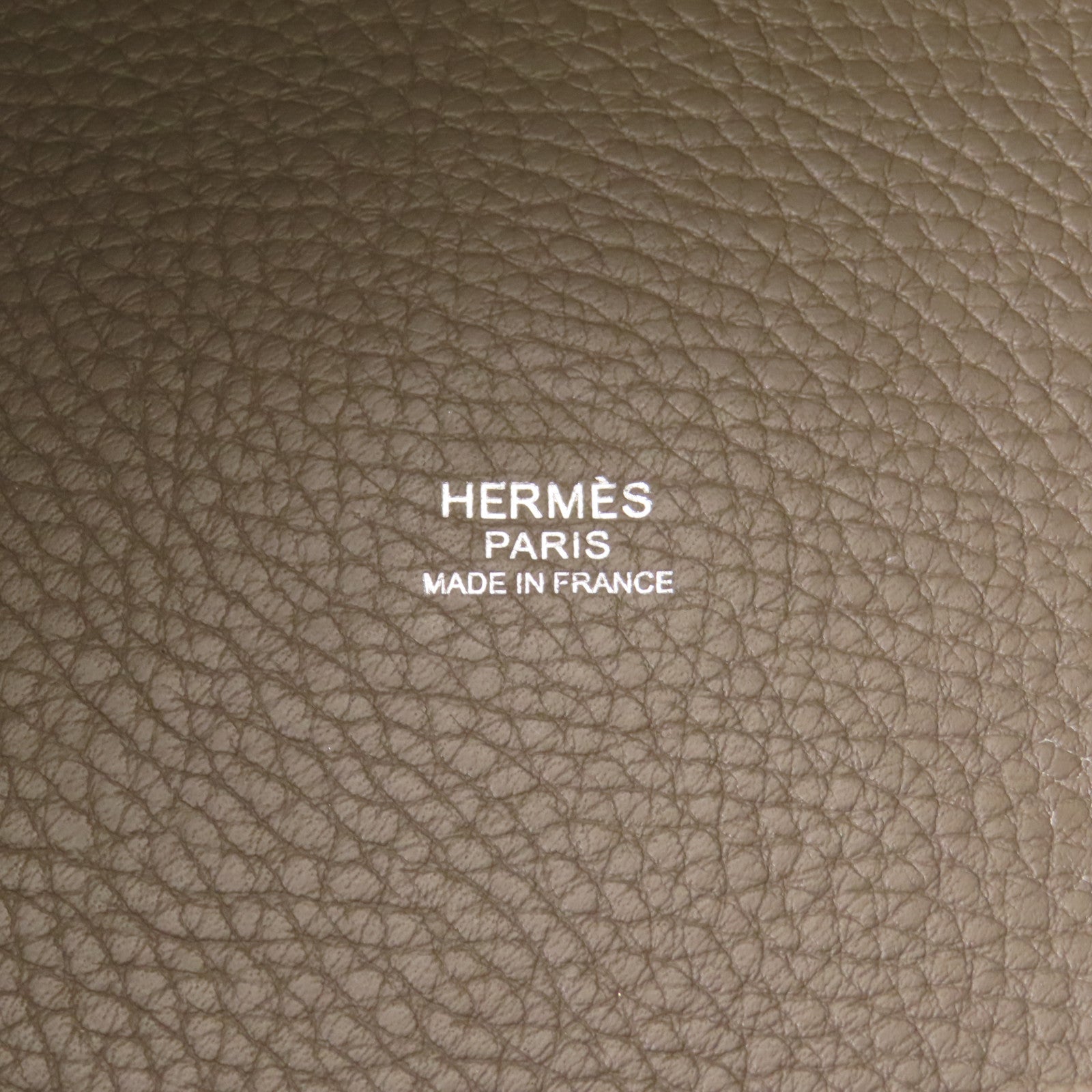 HERMES Clemence皮革Picotin GM銀扣肩背袋18 Etoupe