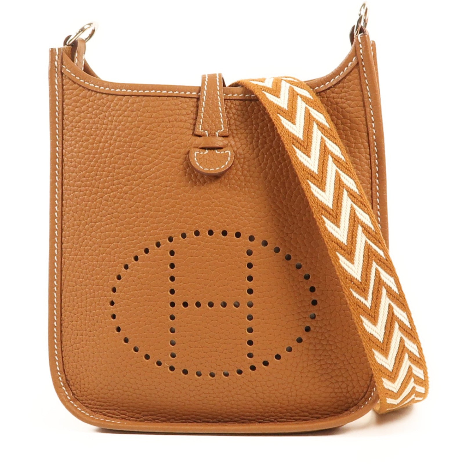 HERMES Clemence皮革Evelyne TPM銀扣肩背袋