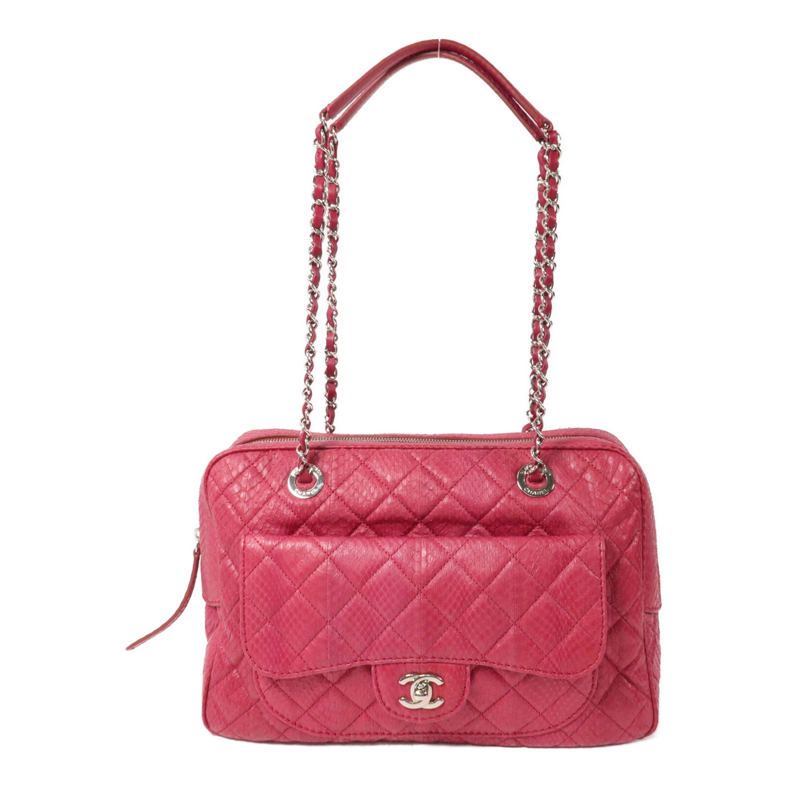 CHANEL 蛇皮皮革Shoulder Bag鏈帶肩背袋