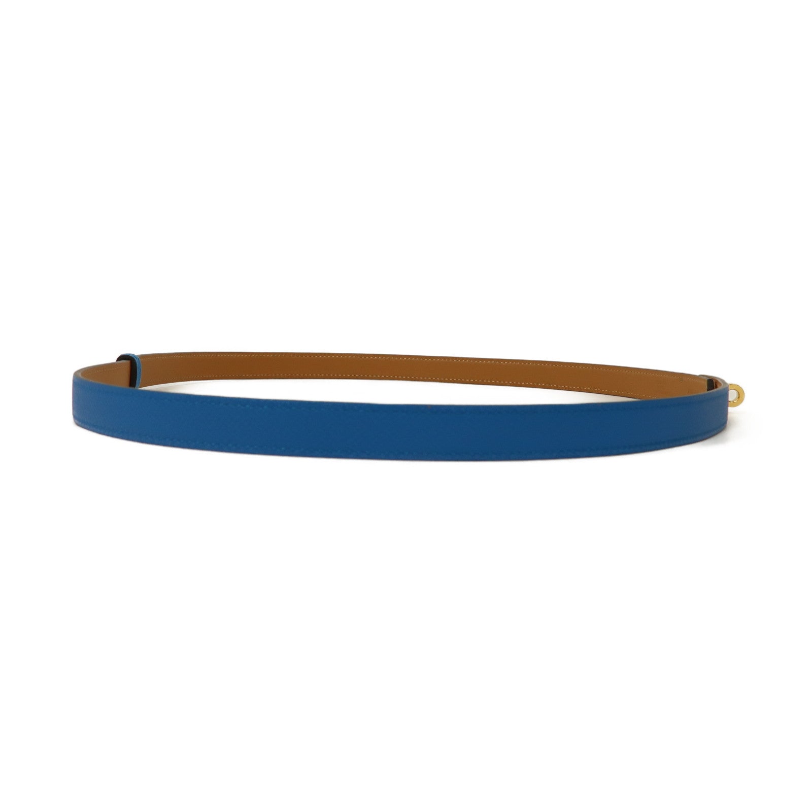 HERMES 皮革Kelly 18 Belt金扣皮帶藍色