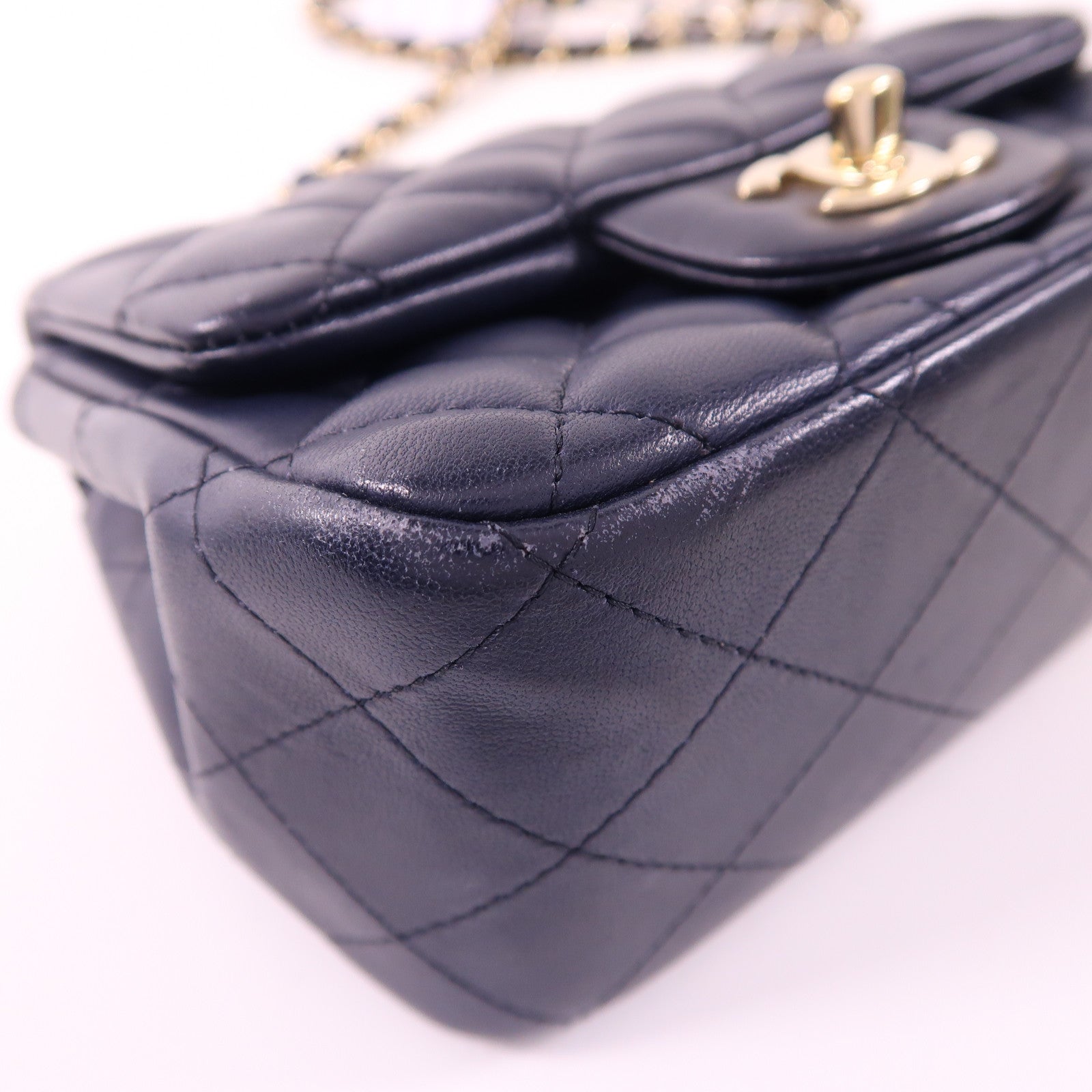 CHANEL 羊皮皮革Mini Classic 17金扣鏈帶肩背袋