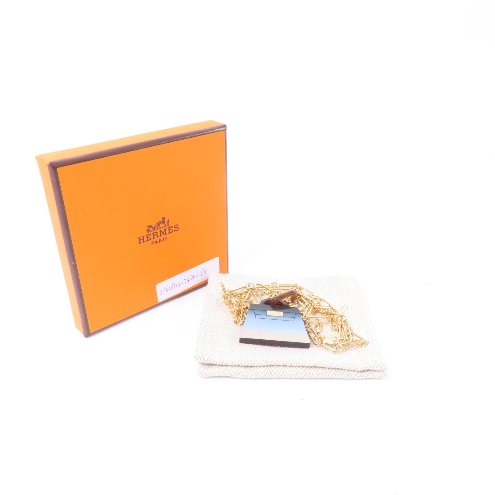 HERMES 塗漆/水牛角Fusion Amulette Kelly Pendant項鍊