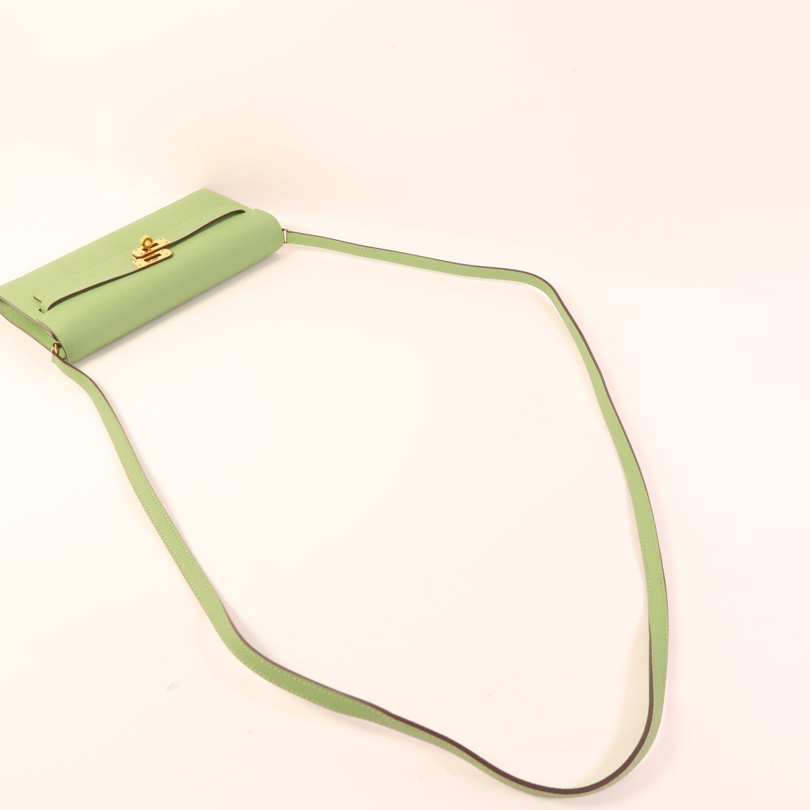 HERMES Epsom皮革Kelly To Go金扣肩背袋Vert Criquet