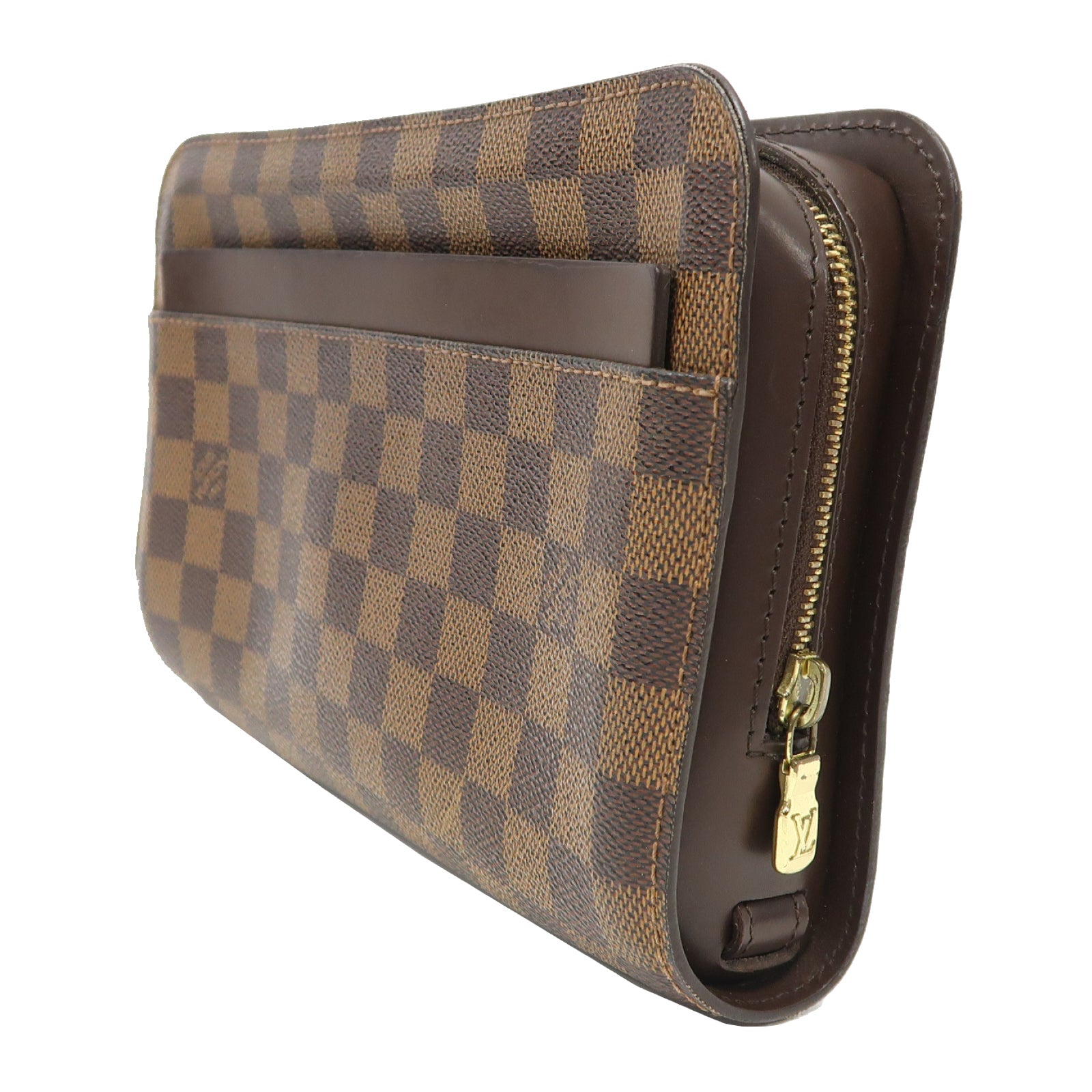 LOUIS VUITTON Damier Saint Louis金扣手拿包啡色