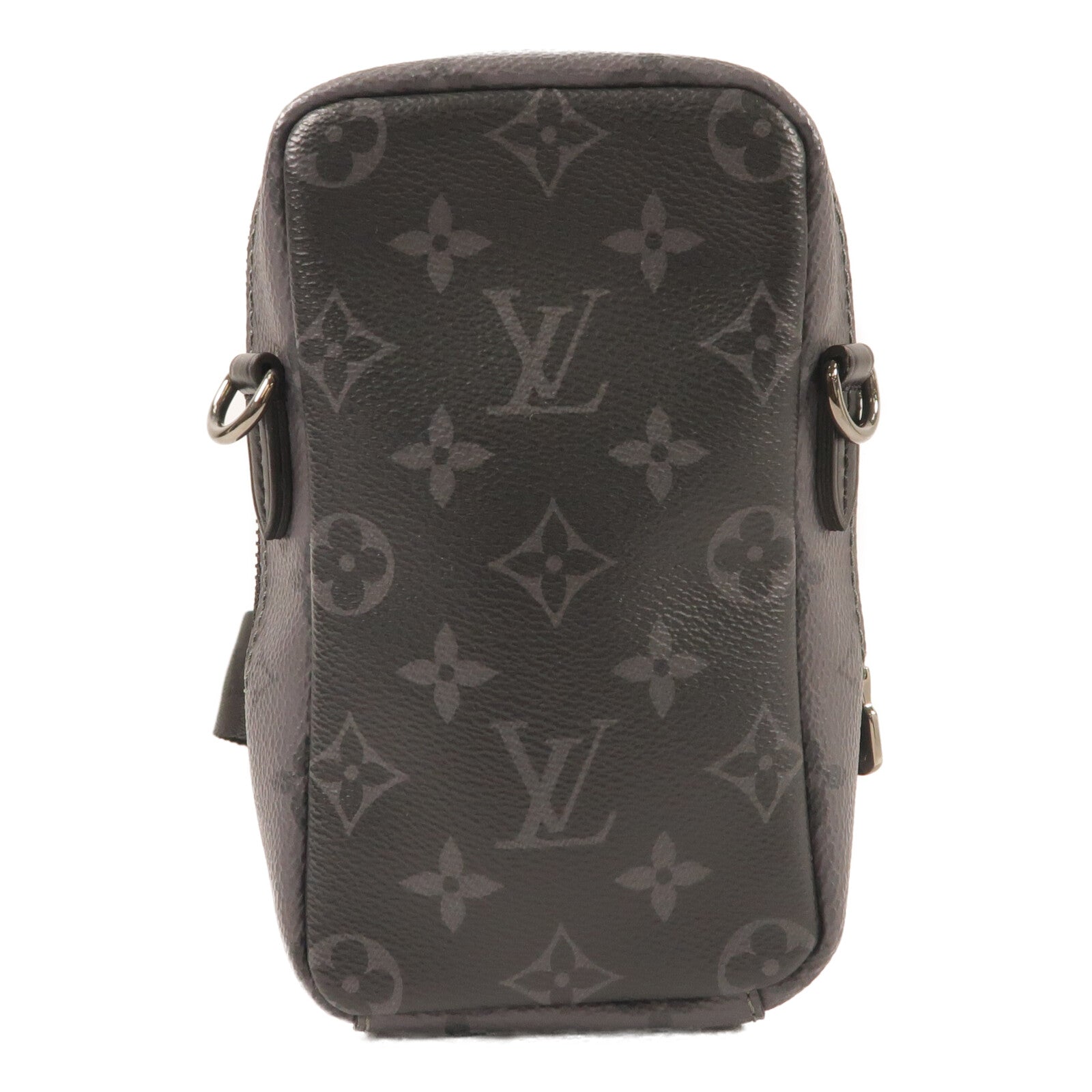 LOUIS VUITTON Monogram Eclipse Double Phone Pouch銀扣肩背袋