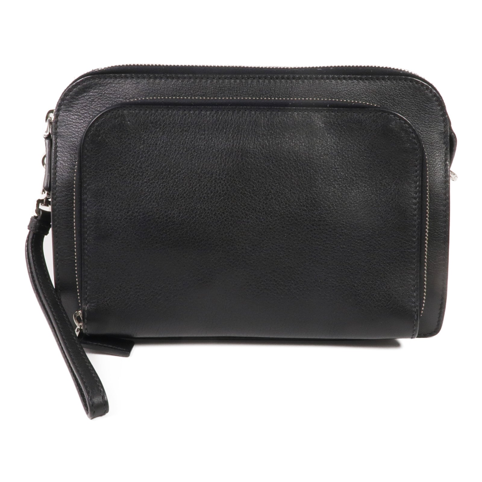 PRADA 牛皮皮革Clutch Bag銀扣手拿包
