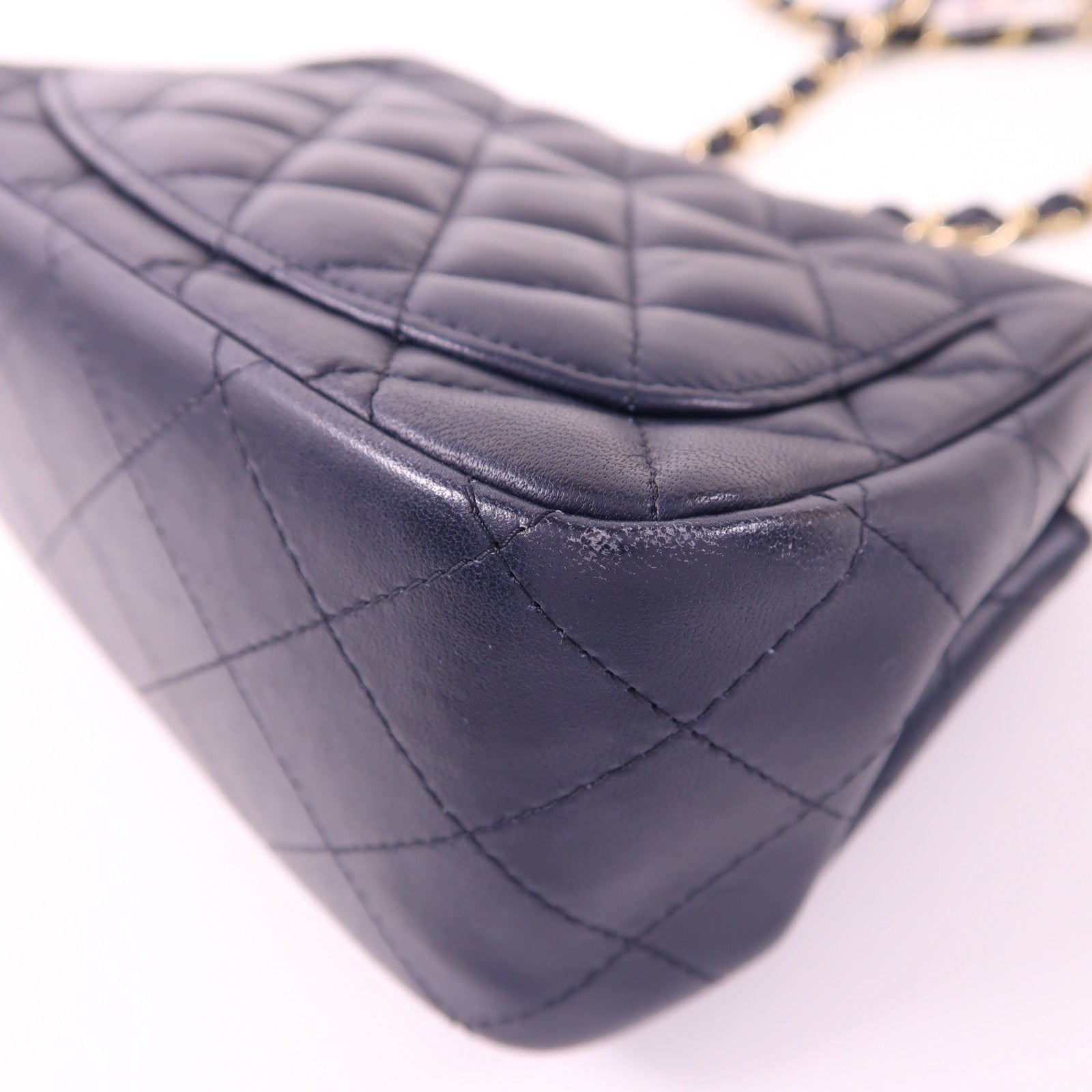 CHANEL 羊皮皮革Mini Classic 17金扣鏈帶肩背袋