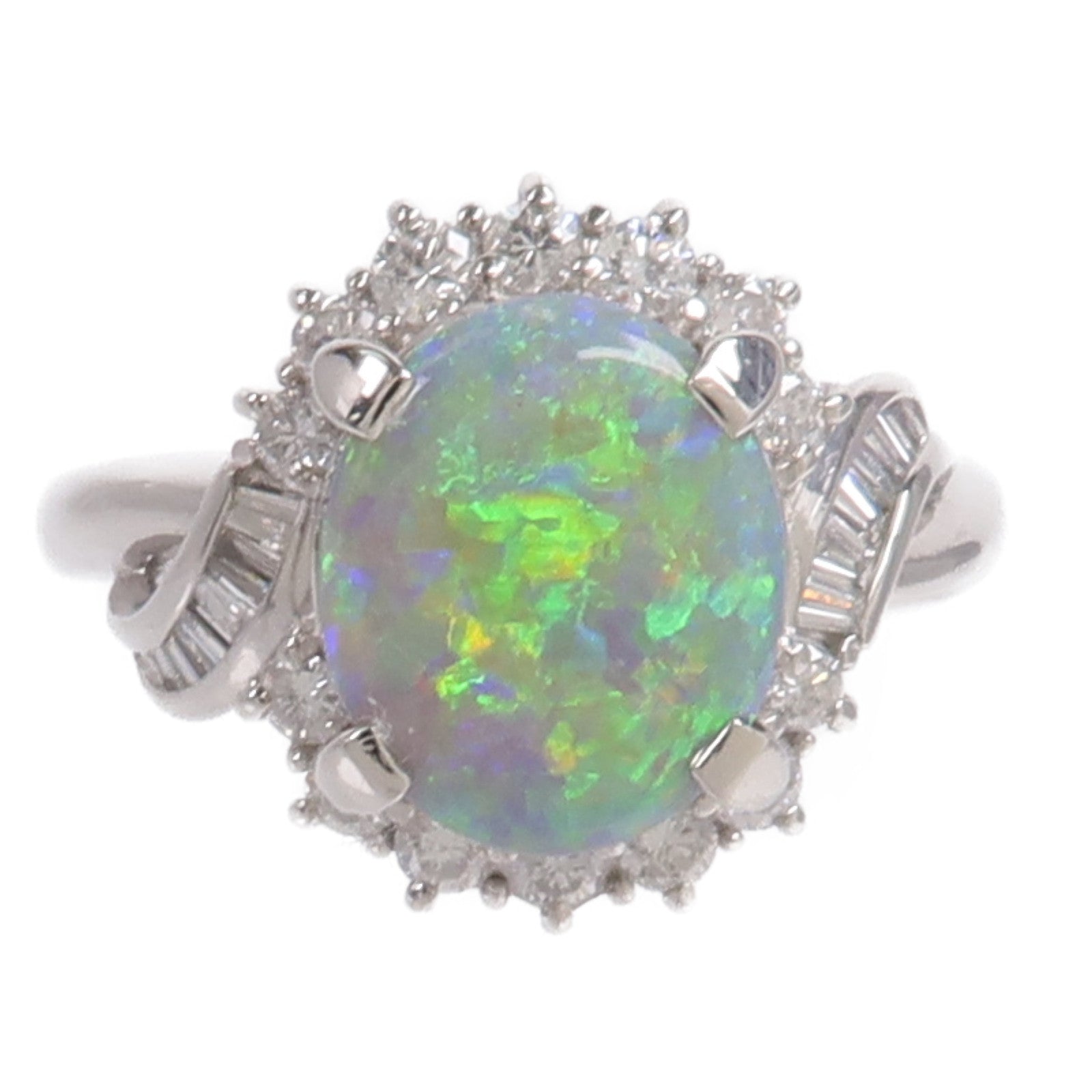 JEWELRY PT900鉑金Black Opal Diamond Ring蛋白石/鑽石戒指