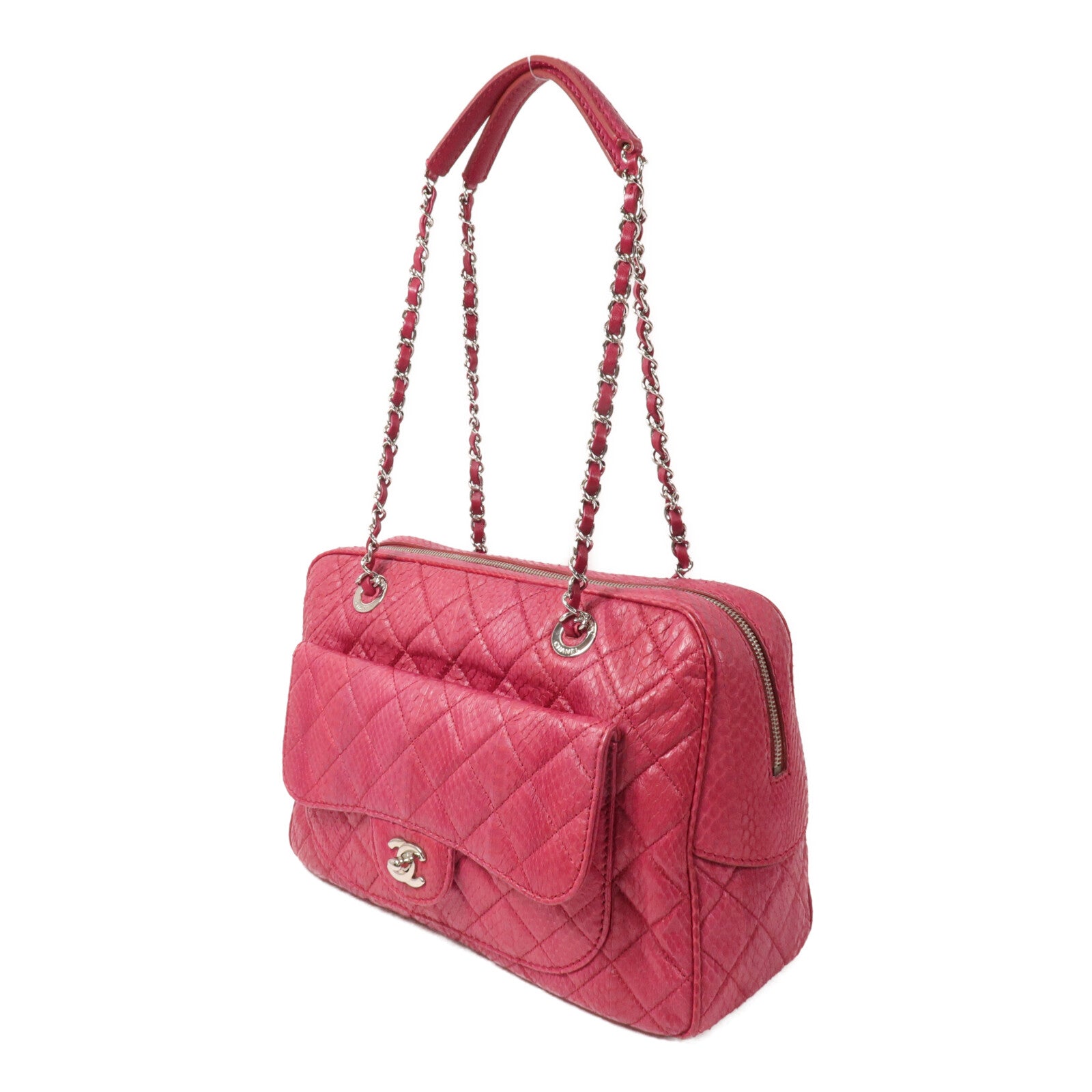 CHANEL 蛇皮皮革Shoulder Bag鏈帶肩背袋