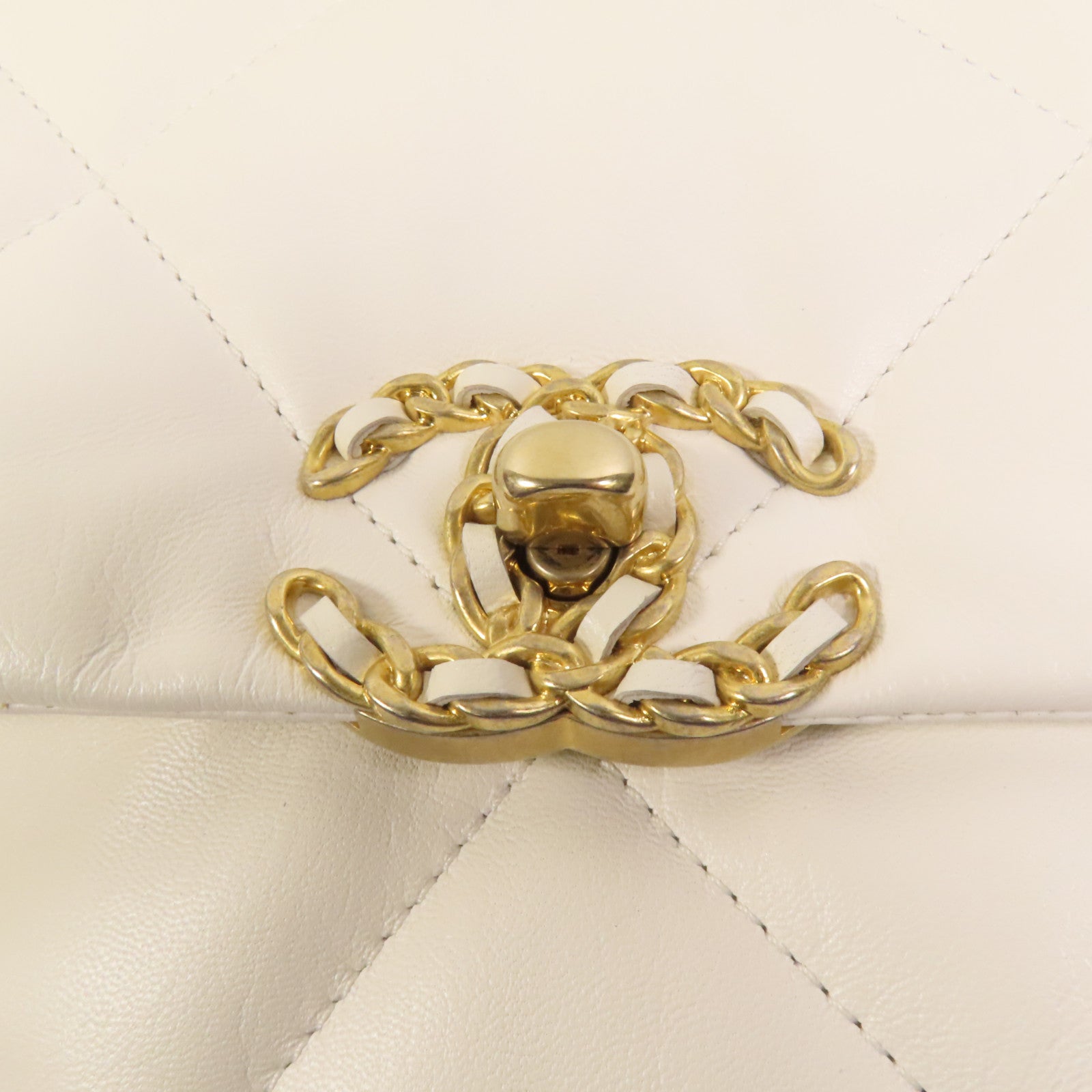 CHANEL 牛皮皮革 Chanel 19 Small金扣鏈帶手挽肩背兩用袋