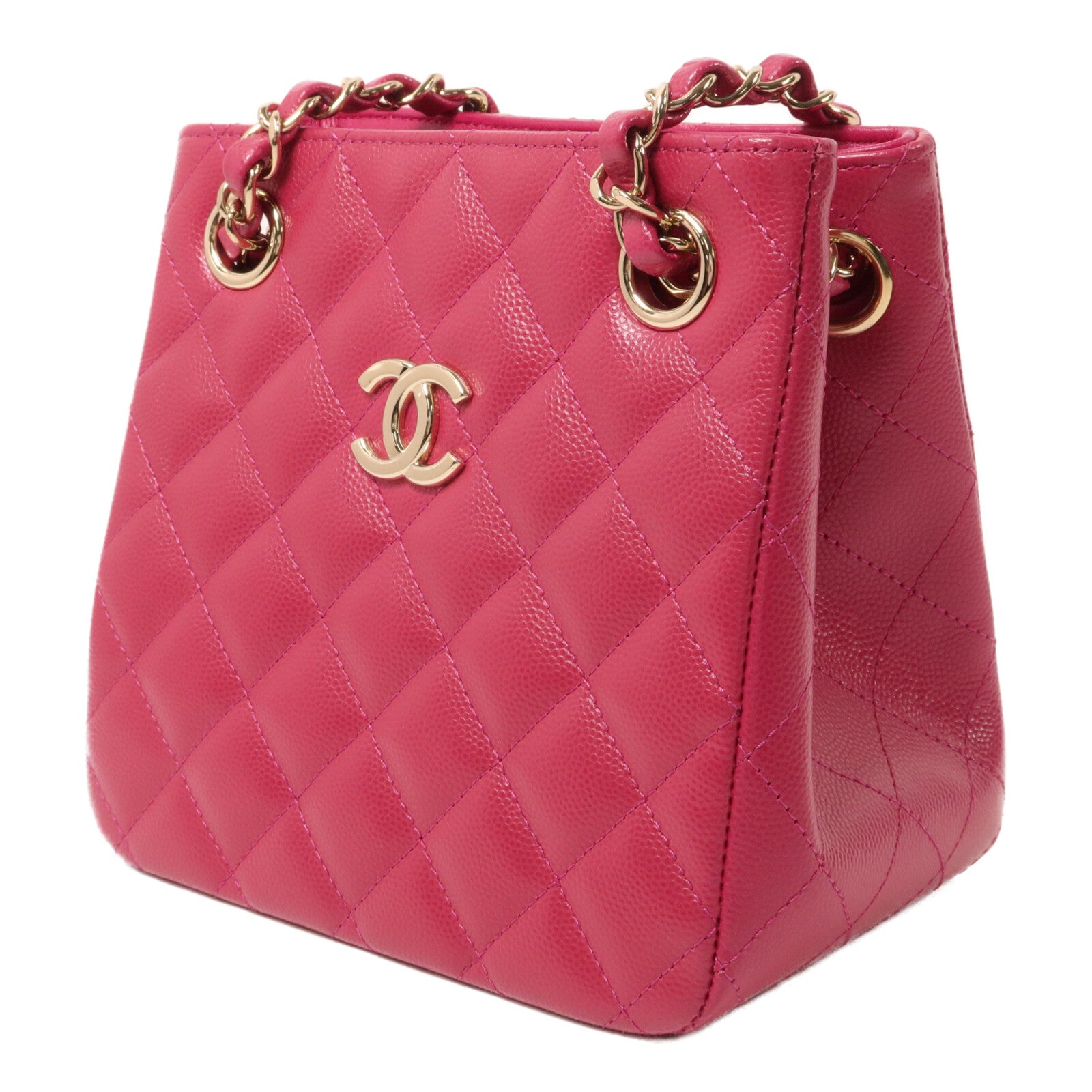 CHANEL 牛皮皮革Bucket Bag鏈帶肩背袋