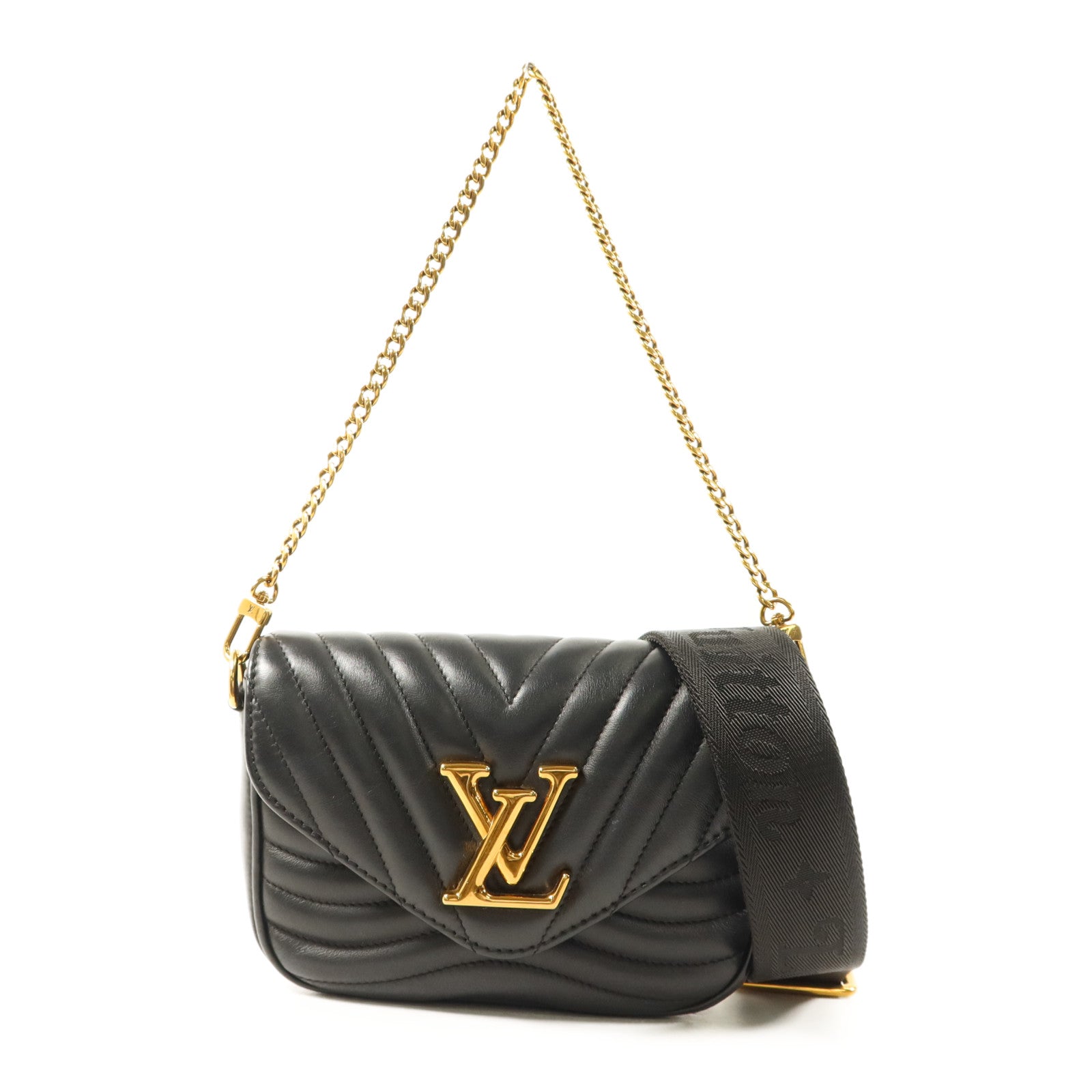 LOUIS VUITTON 牛皮皮革New Wave金扣手挽鏈帶肩背兩用袋