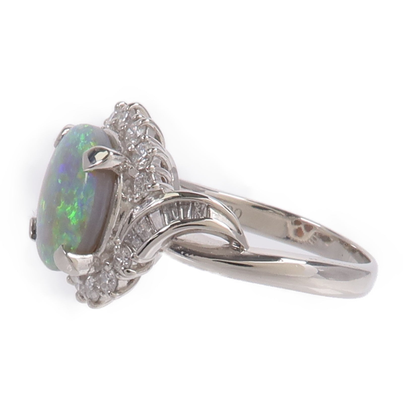 JEWELRY PT900鉑金Black Opal Diamond Ring蛋白石/鑽石戒指