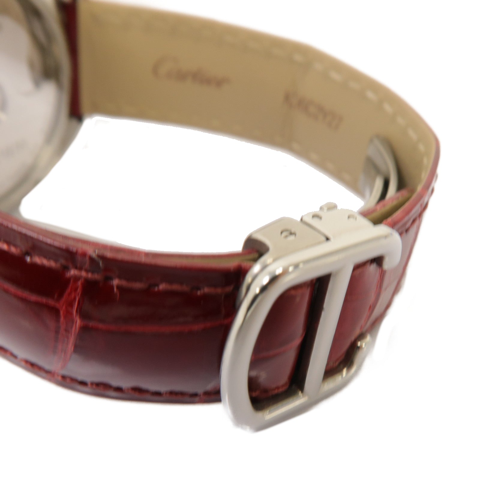 CARTIER Cartier Cle De Cartier不鏽鋼/鱷魚皮革手錶自動機芯白色