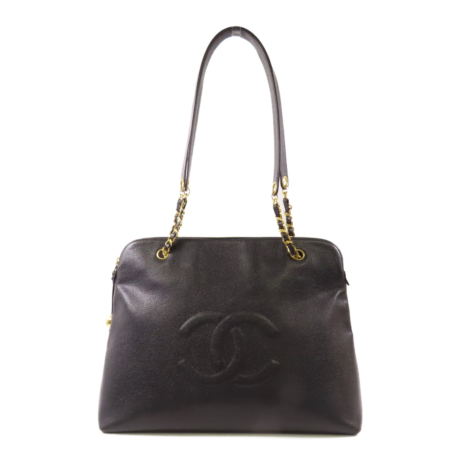 CHANEL 牛皮皮革Vintage Chain Shoulder Tote金扣鏈帶肩背袋/手挽袋