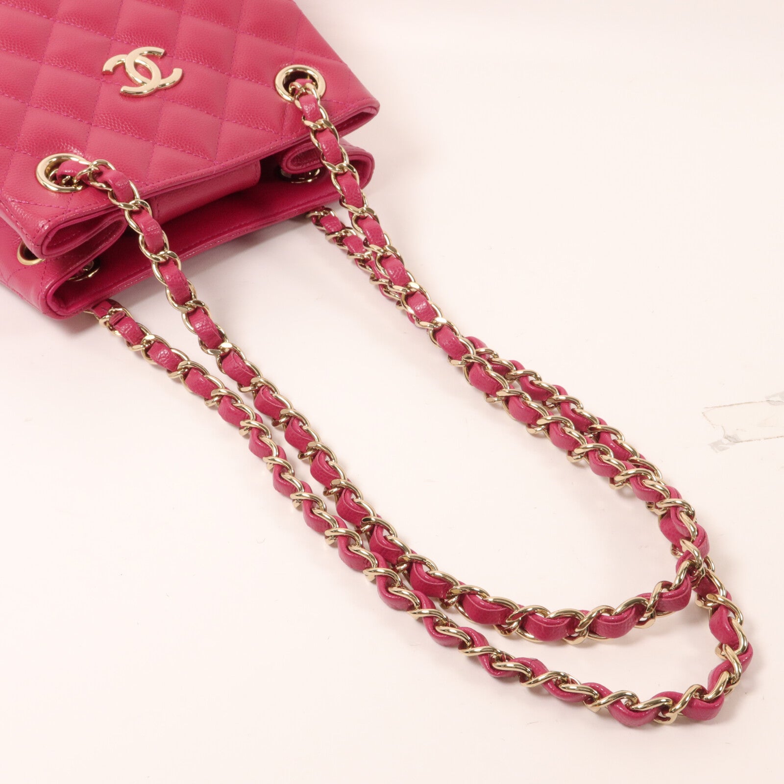 CHANEL 牛皮皮革Bucket Bag鏈帶肩背袋