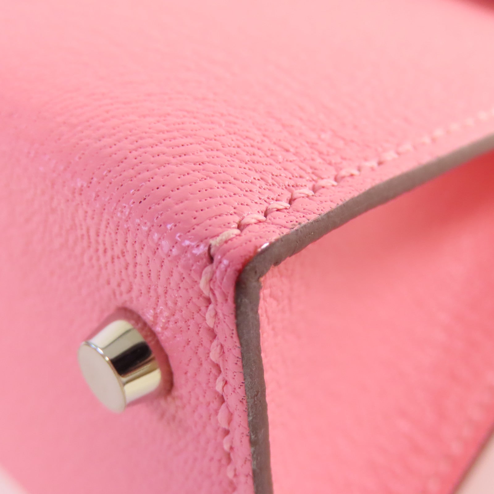 HERMES Chevre皮革Mini Kelly 2 2Way Shoulder Bag銀扣手挽肩背兩用袋Rose Confetti糖果粉色/Orange橙色