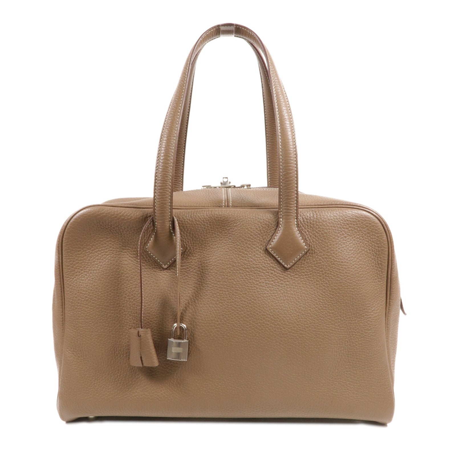 HERMES Clemence皮革Victoria 35手挽袋Etoupe