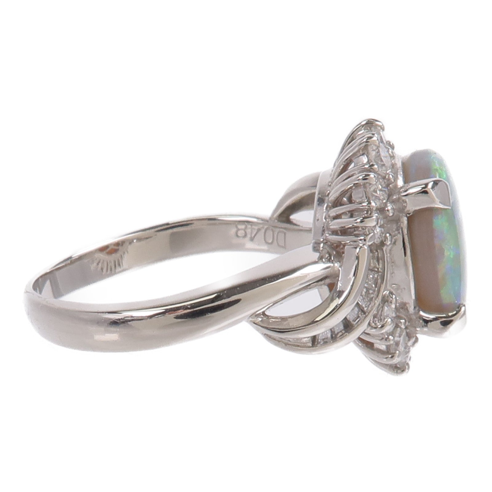 JEWELRY PT900鉑金Black Opal Diamond Ring蛋白石/鑽石戒指