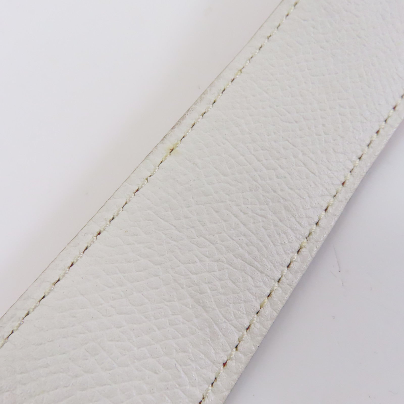 HERMES Epsom皮革H Belt 85cm銀扣皮帶白色