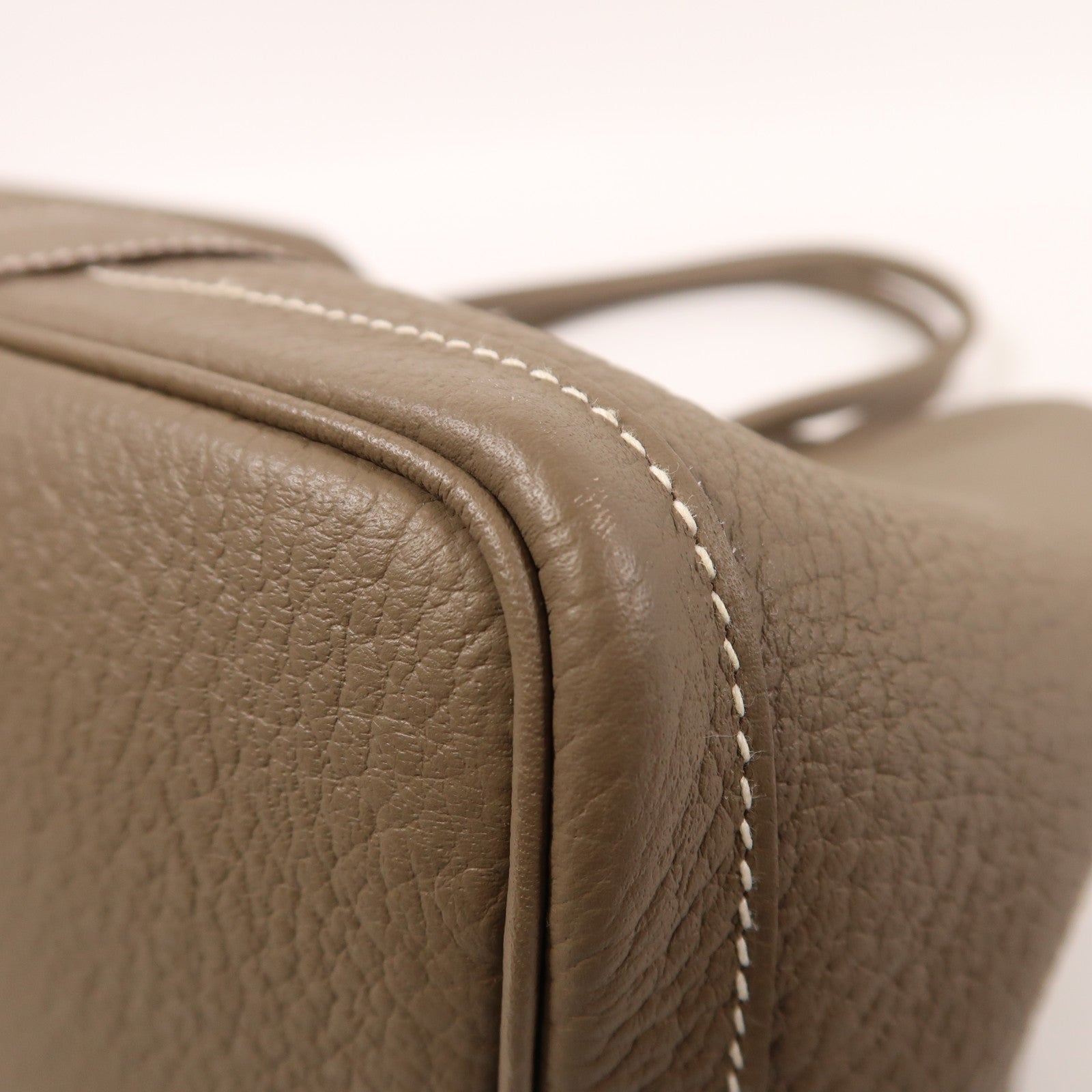 HERMES Negonda皮革Garden Party PM銀扣手挽袋Etoupe