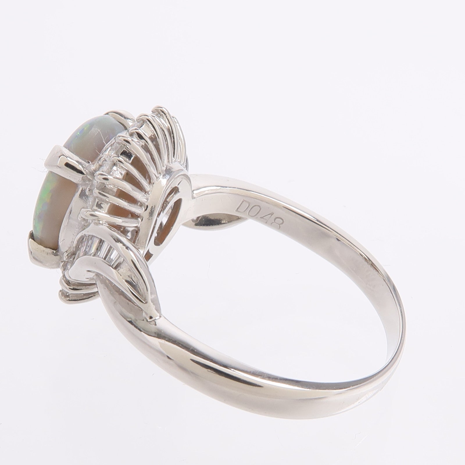 JEWELRY PT900鉑金Black Opal Diamond Ring蛋白石/鑽石戒指