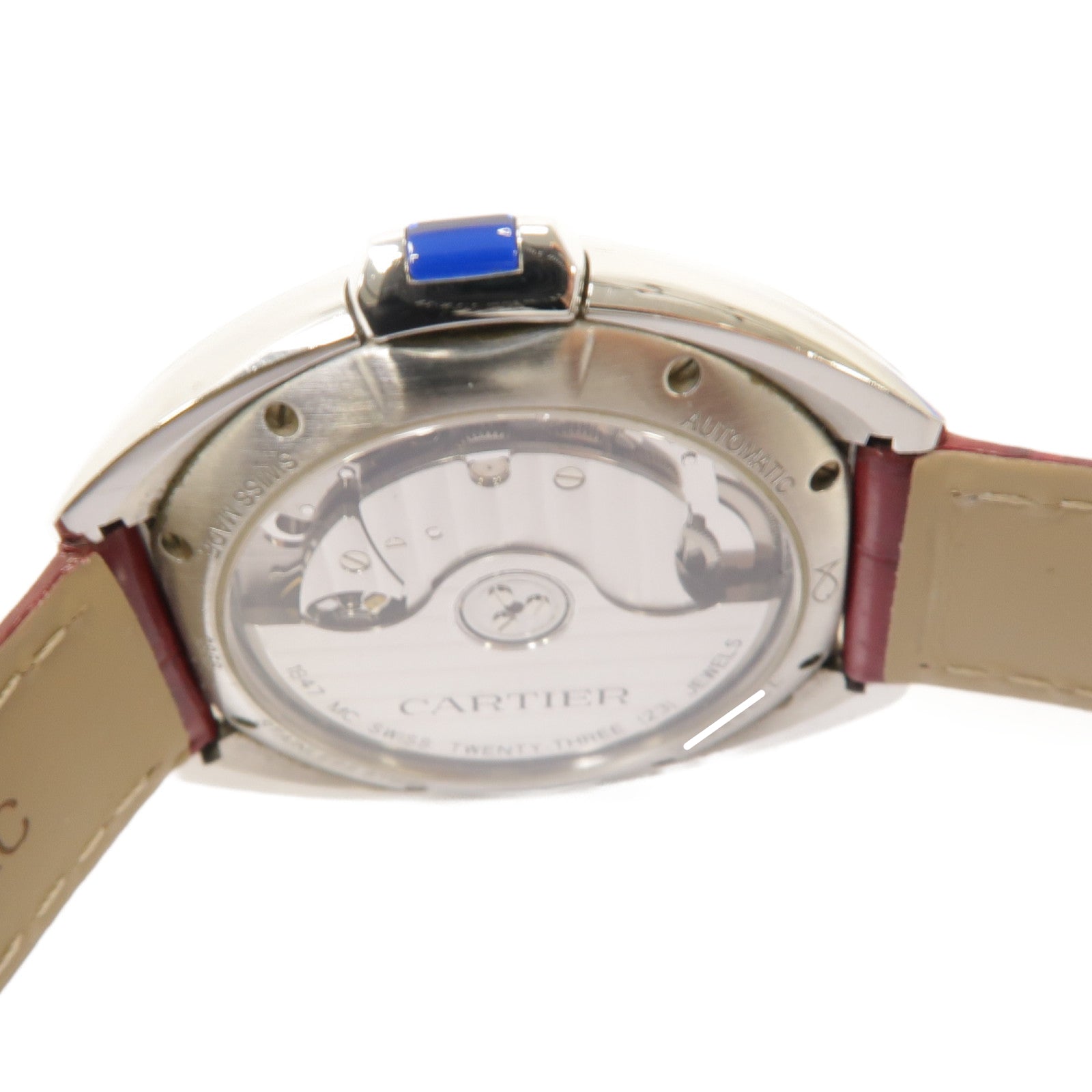 CARTIER Cartier Cle De Cartier不鏽鋼/鱷魚皮革手錶自動機芯白色